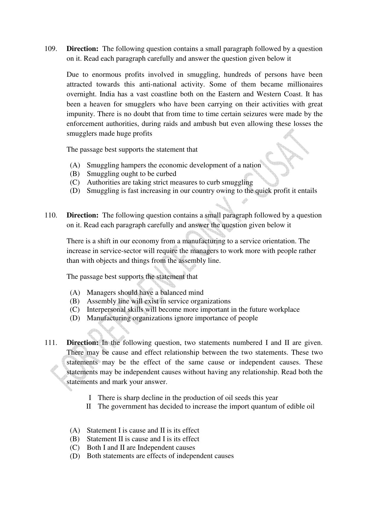 CUSAT CAT 2023 IP IPR PHD Question Paper - Page 26