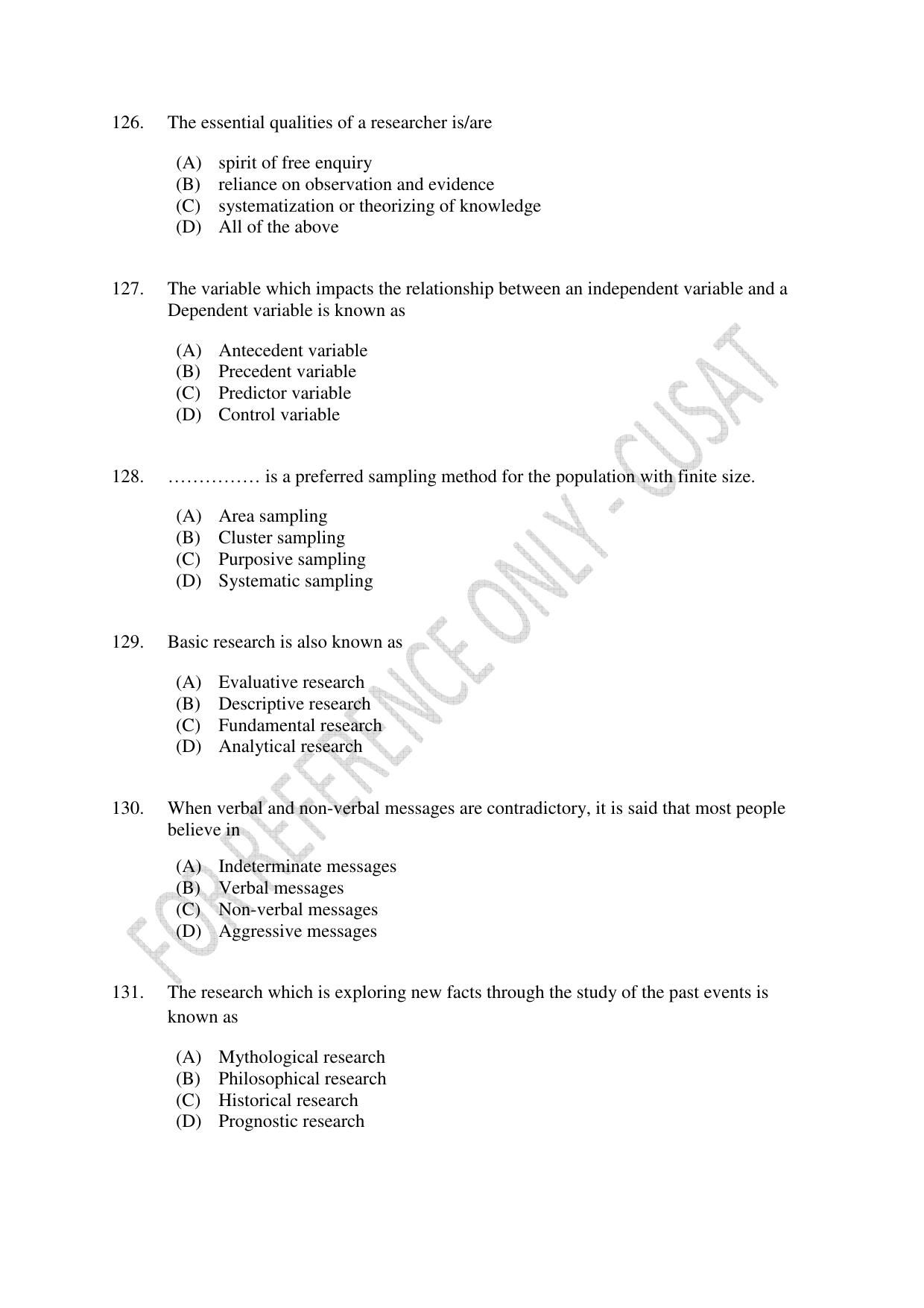 CUSAT CAT 2023 IP IPR PHD Question Paper - Page 30