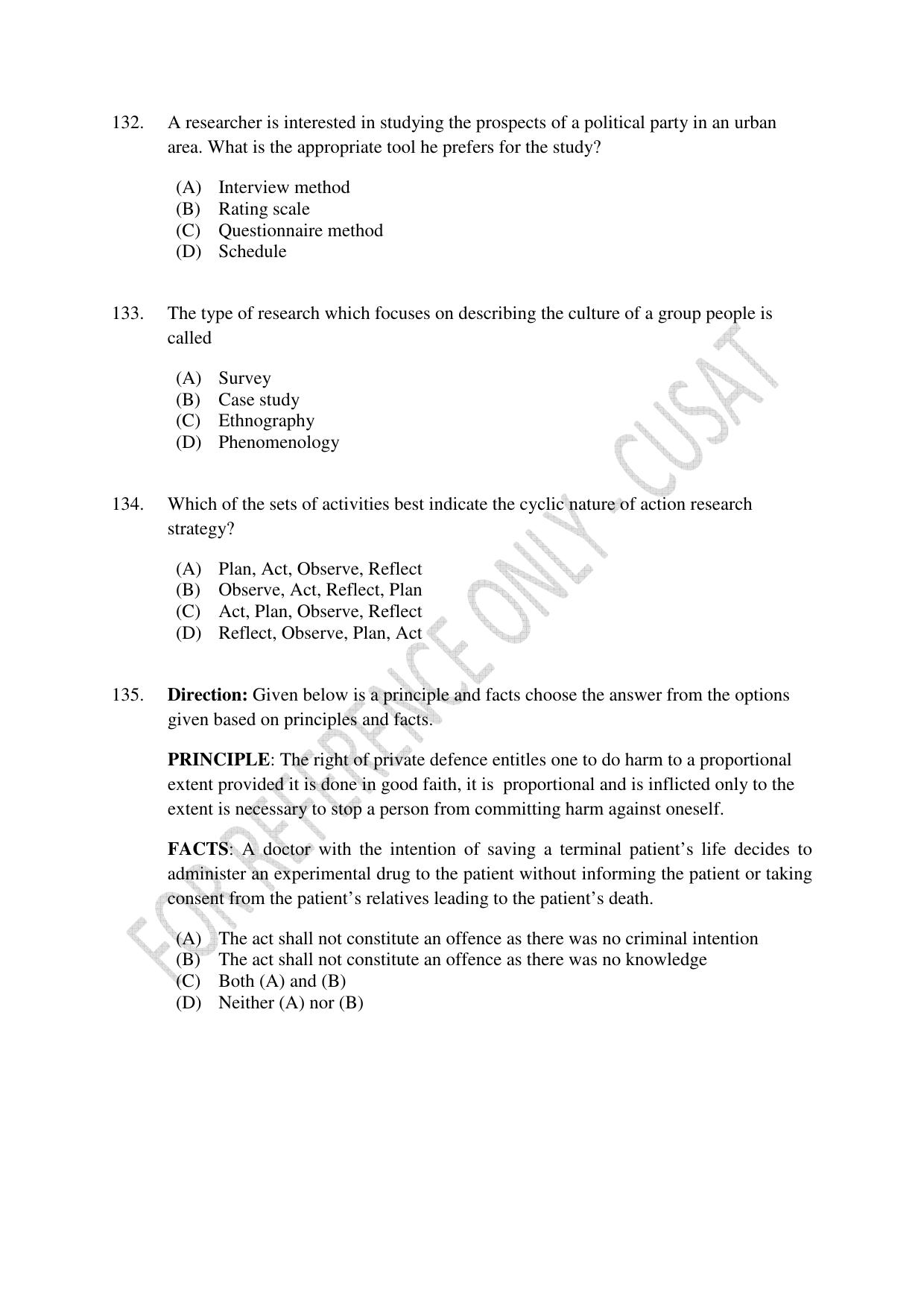 CUSAT CAT 2023 IP IPR PHD Question Paper - Page 31