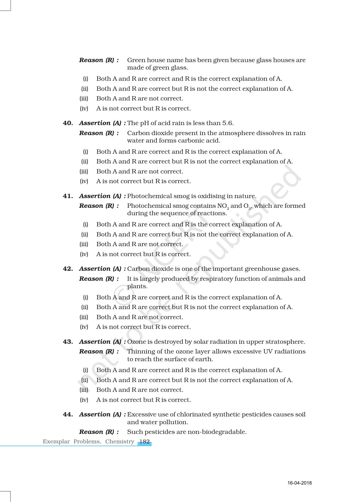 NCERT Exemplar Book for Class 11 Chemistry: Chapter 14 Environmental Chemistry - Page 7