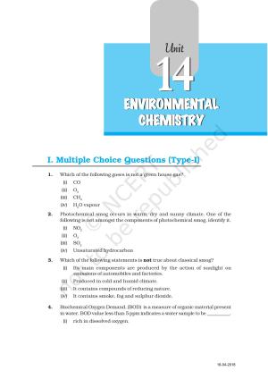 NCERT Exemplar Book for Class 11 Chemistry: Chapter 14 Environmental Chemistry