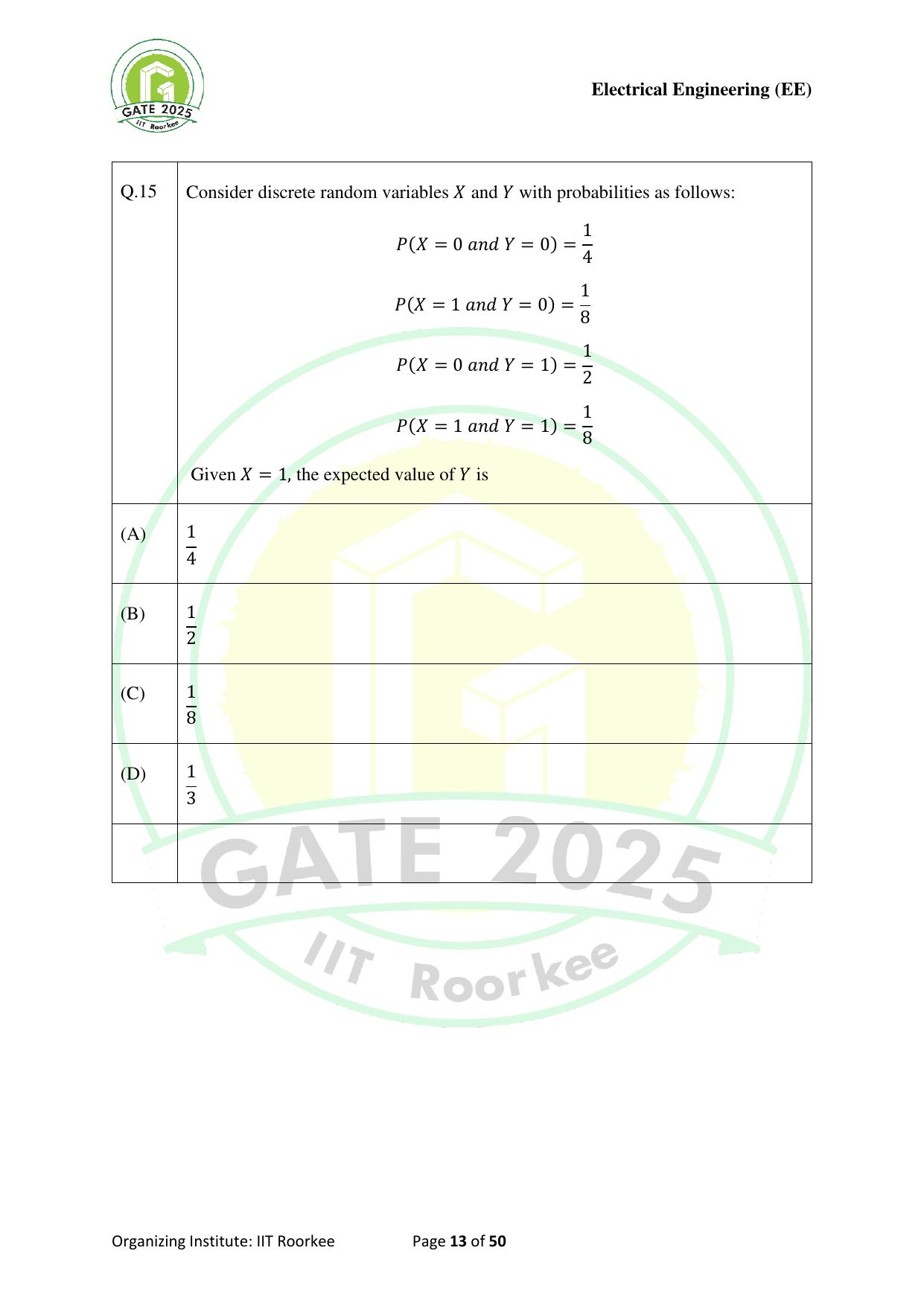 GATE 2025 Electrical Engineering (EE) Question Paper - Page 13