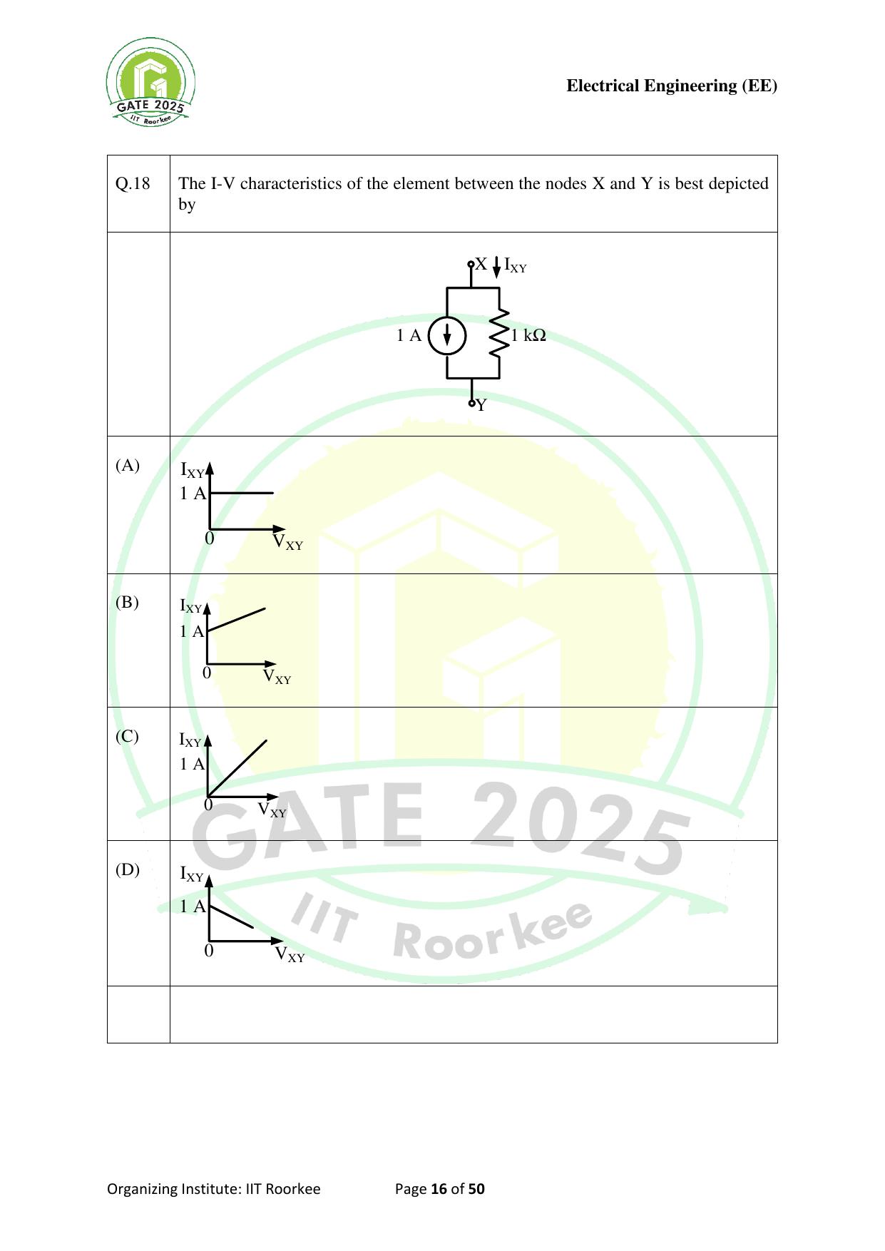 GATE 2025 Electrical Engineering (EE) Question Paper - Page 16