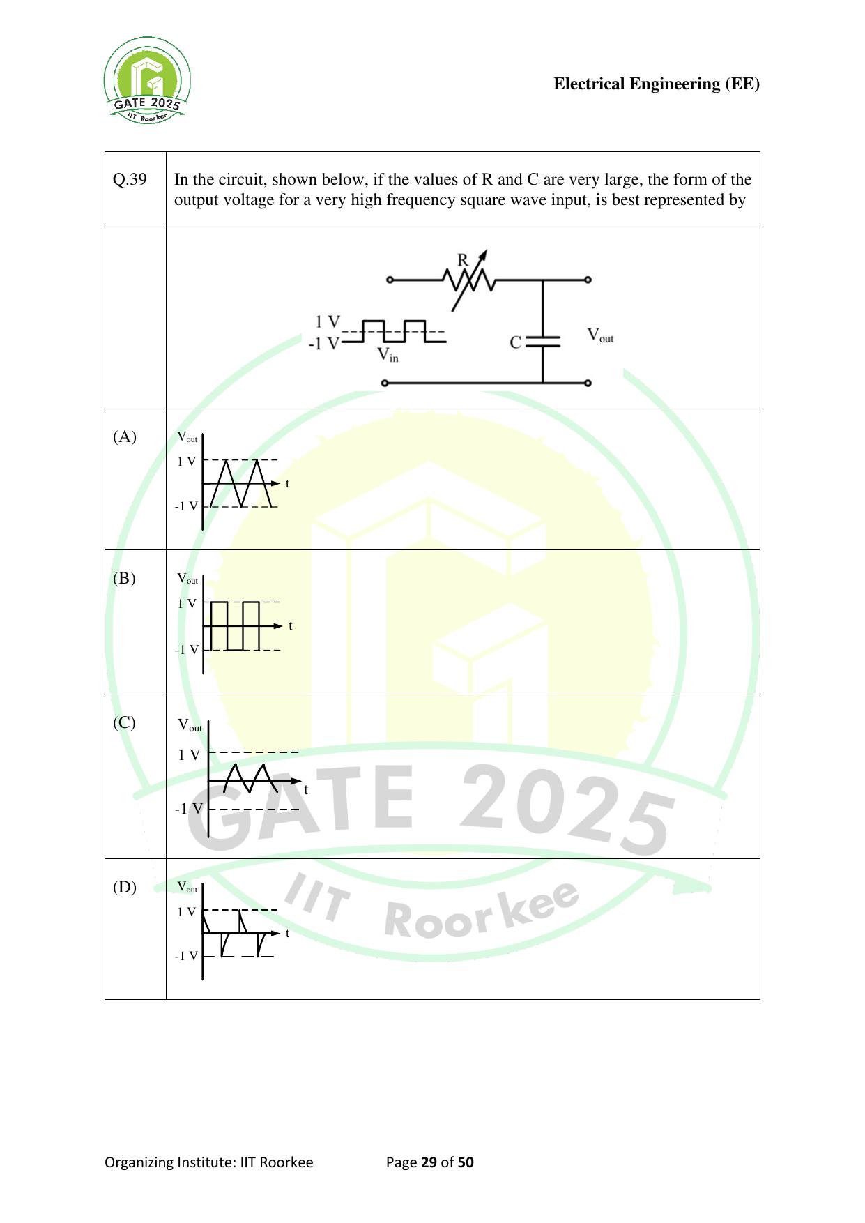 GATE 2025 Electrical Engineering (EE) Question Paper - Page 29