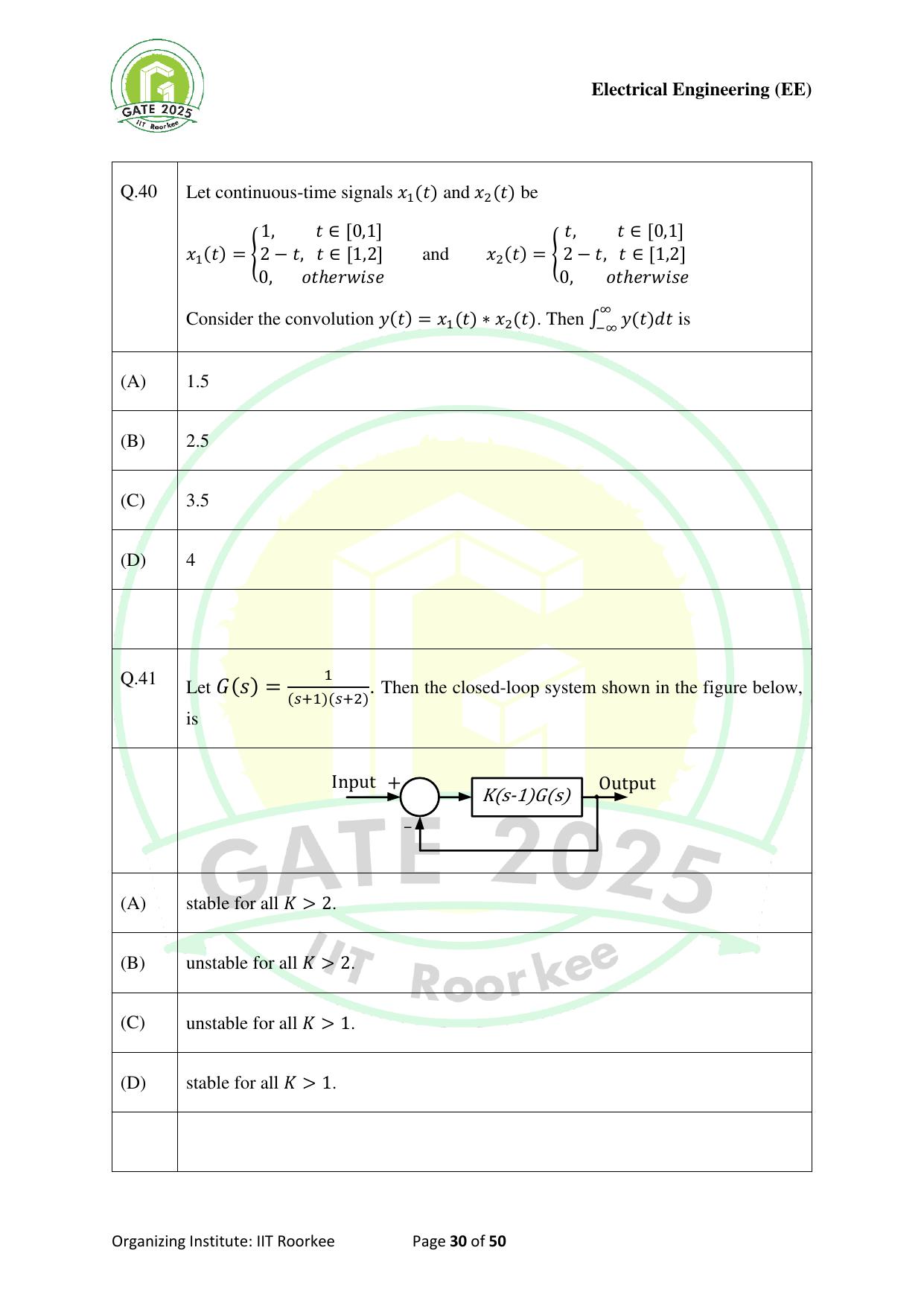 GATE 2025 Electrical Engineering (EE) Question Paper - Page 30