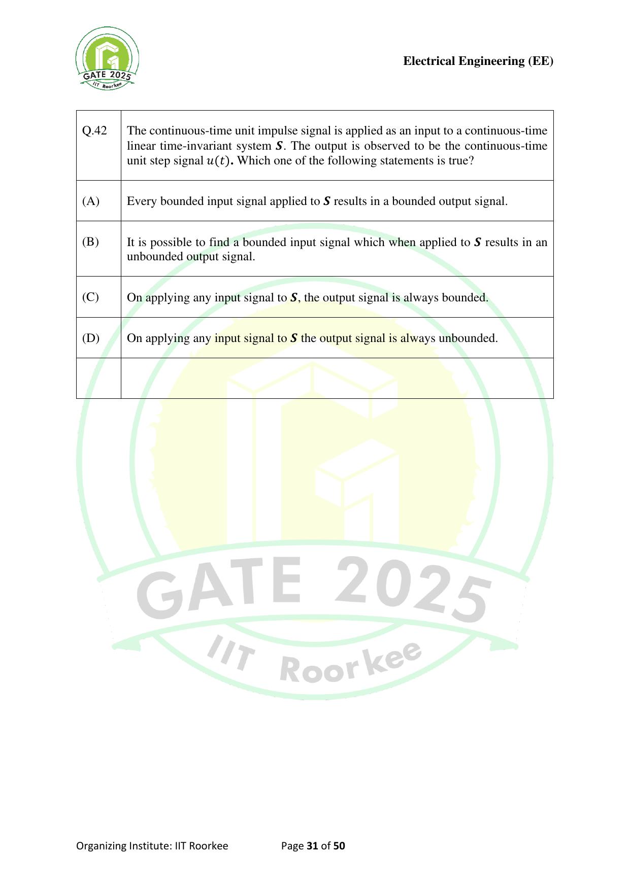 GATE 2025 Electrical Engineering (EE) Question Paper - Page 31