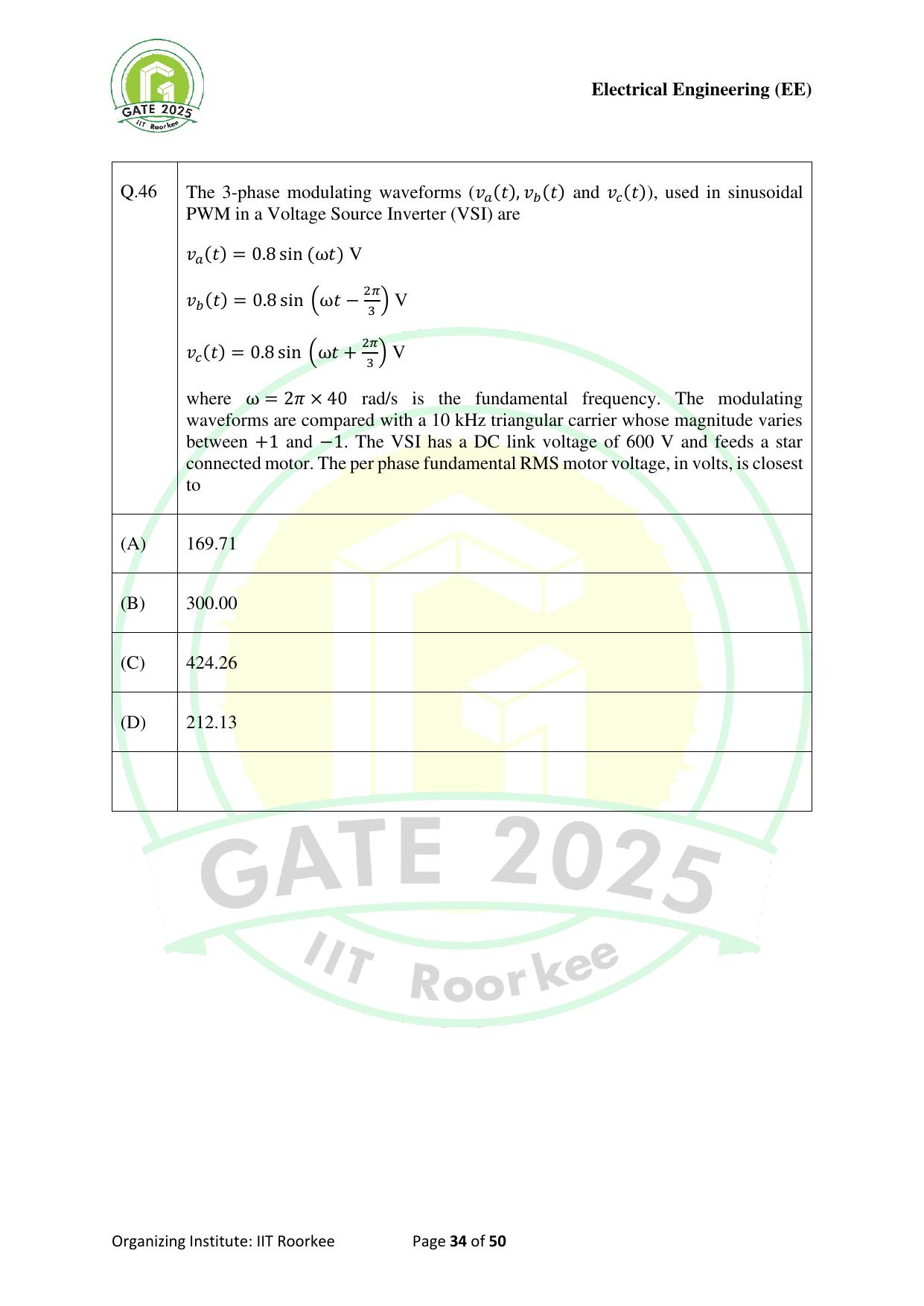 GATE 2025 Electrical Engineering (EE) Question Paper - Page 34
