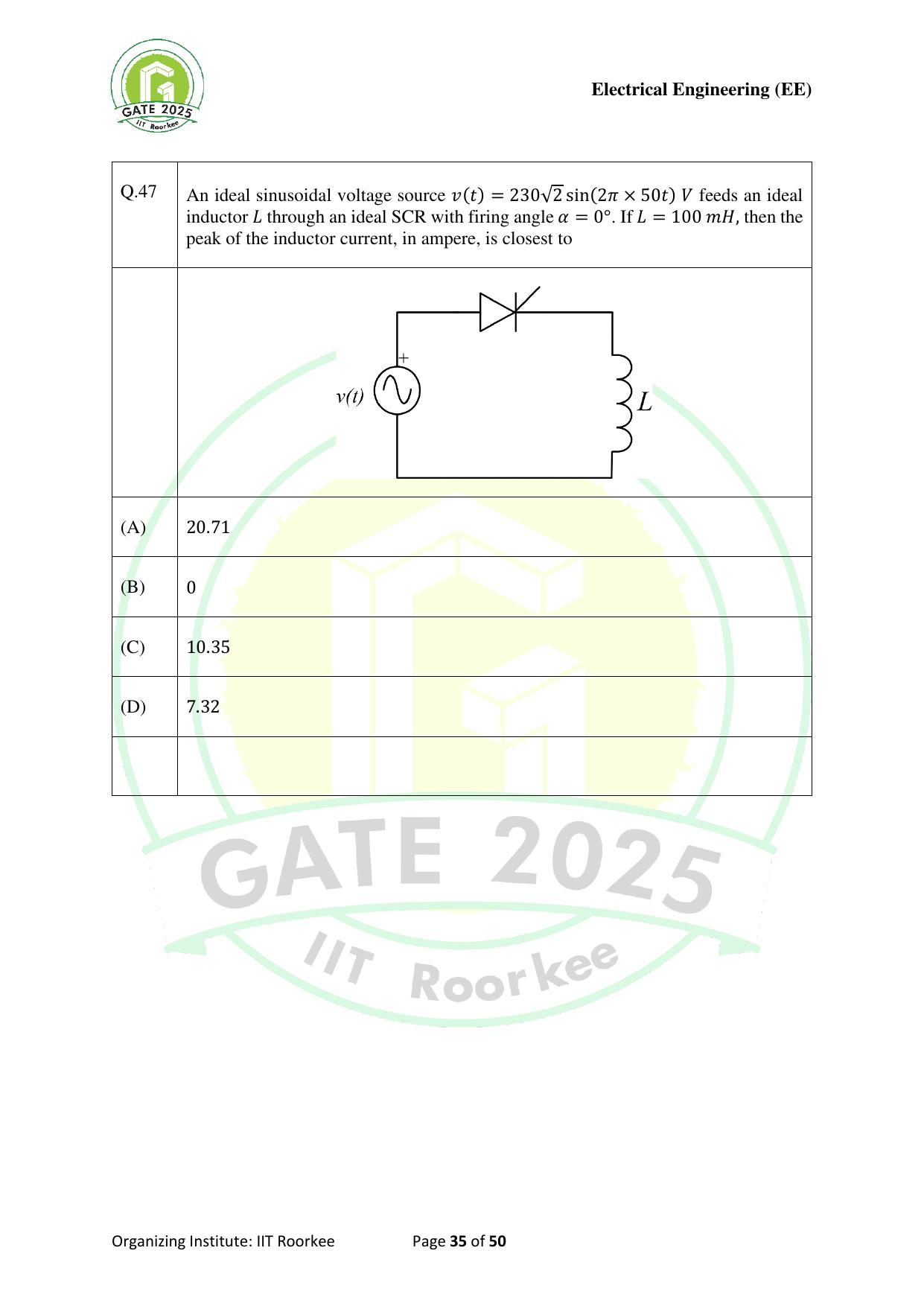 GATE 2025 Electrical Engineering (EE) Question Paper - Page 35