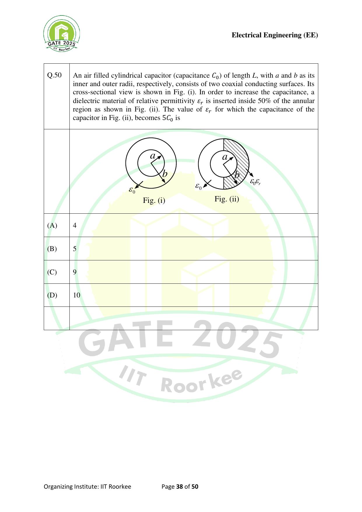 GATE 2025 Electrical Engineering (EE) Question Paper - Page 38