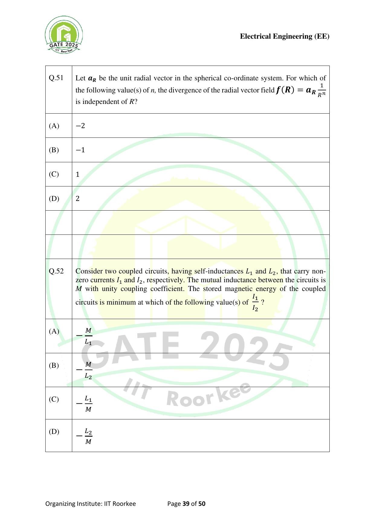GATE 2025 Electrical Engineering (EE) Question Paper - Page 39