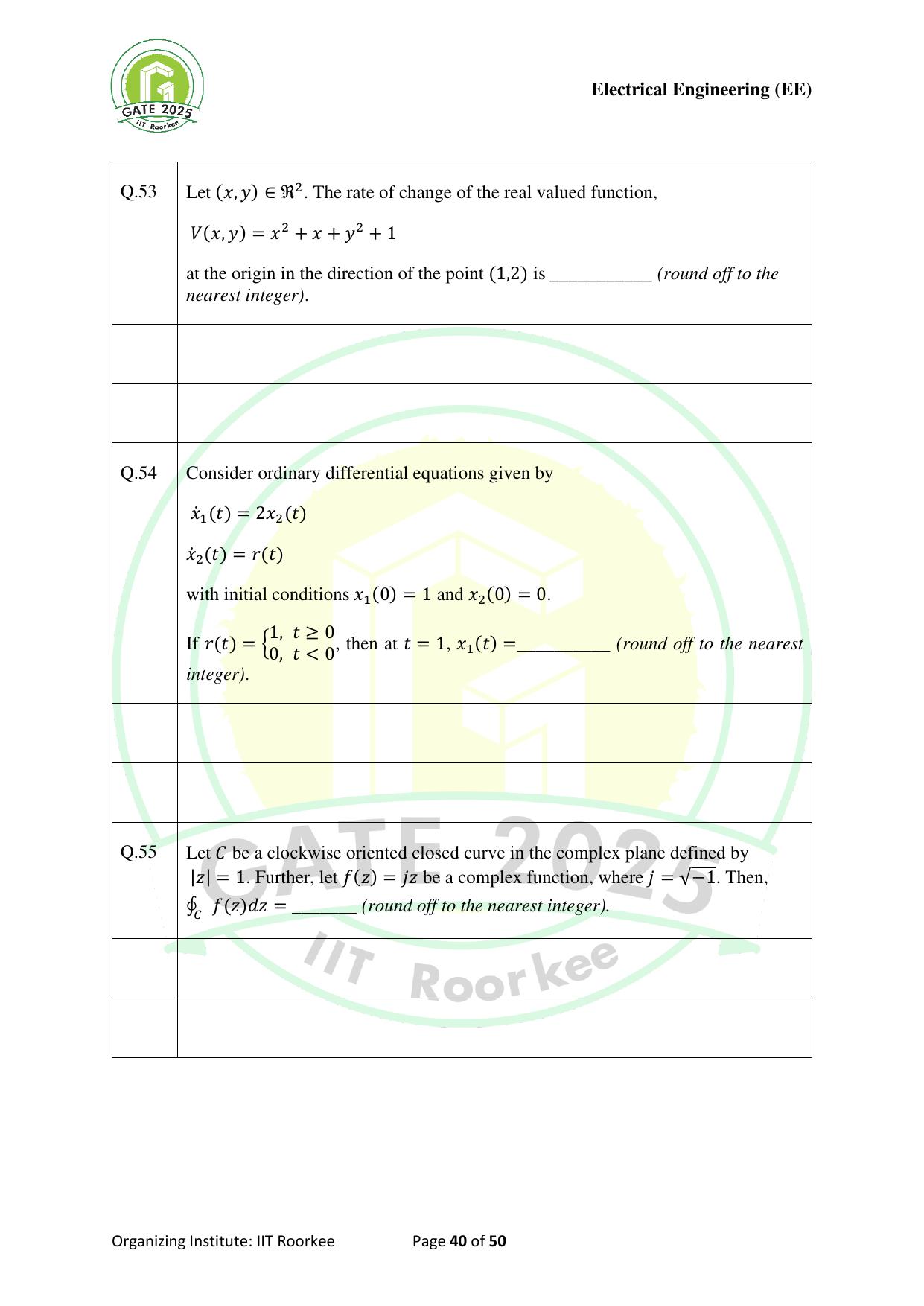 GATE 2025 Electrical Engineering (EE) Question Paper - Page 40