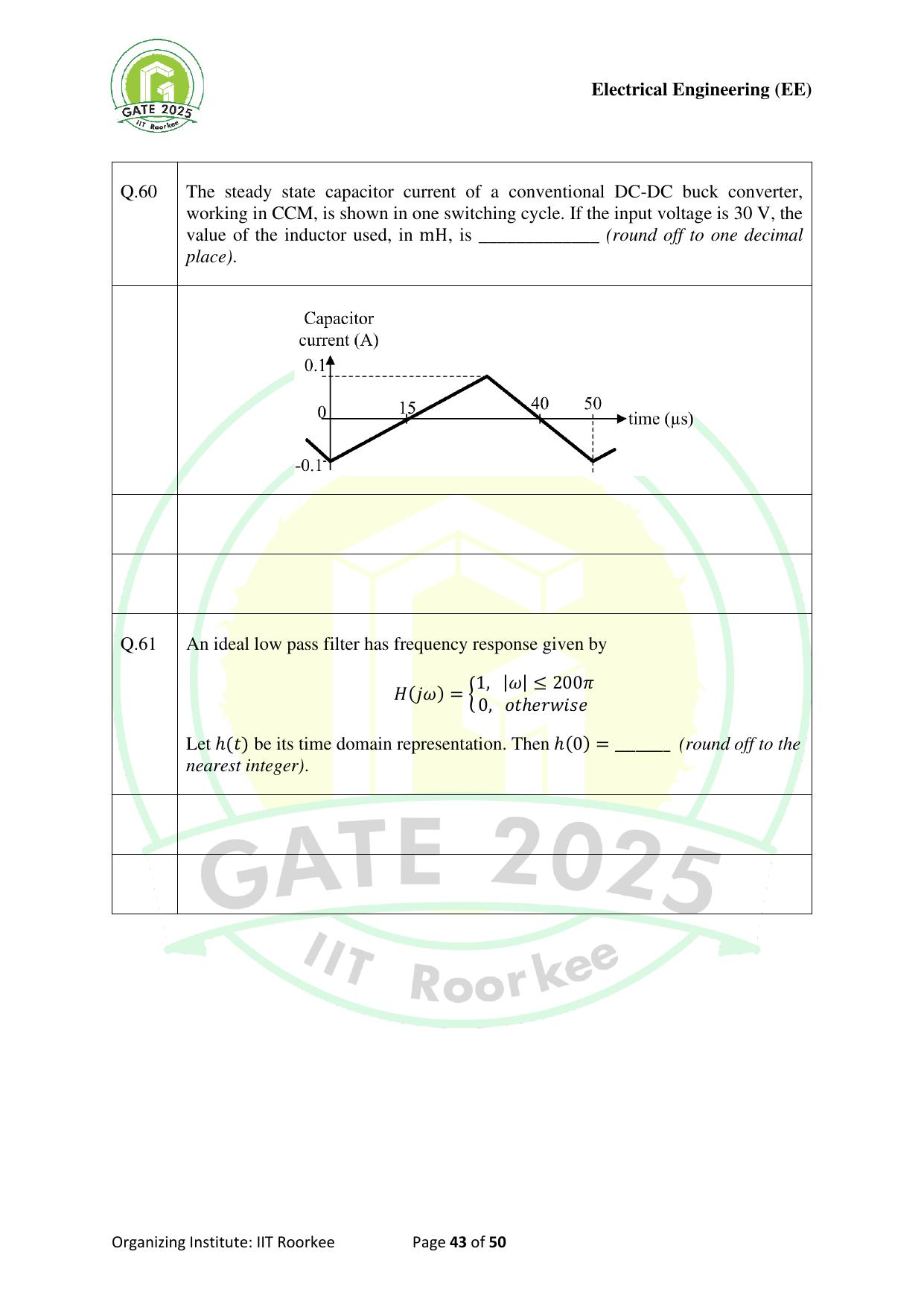 GATE 2025 Electrical Engineering (EE) Question Paper - Page 43