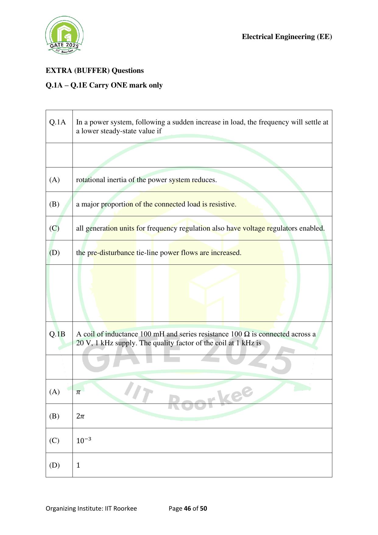 GATE 2025 Electrical Engineering (EE) Question Paper - Page 46