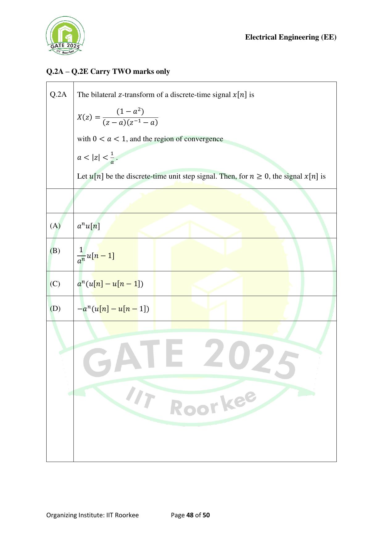 GATE 2025 Electrical Engineering (EE) Question Paper - Page 48