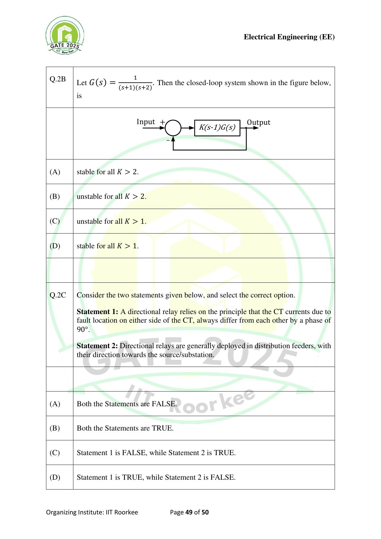 GATE 2025 Electrical Engineering (EE) Question Paper - Page 49