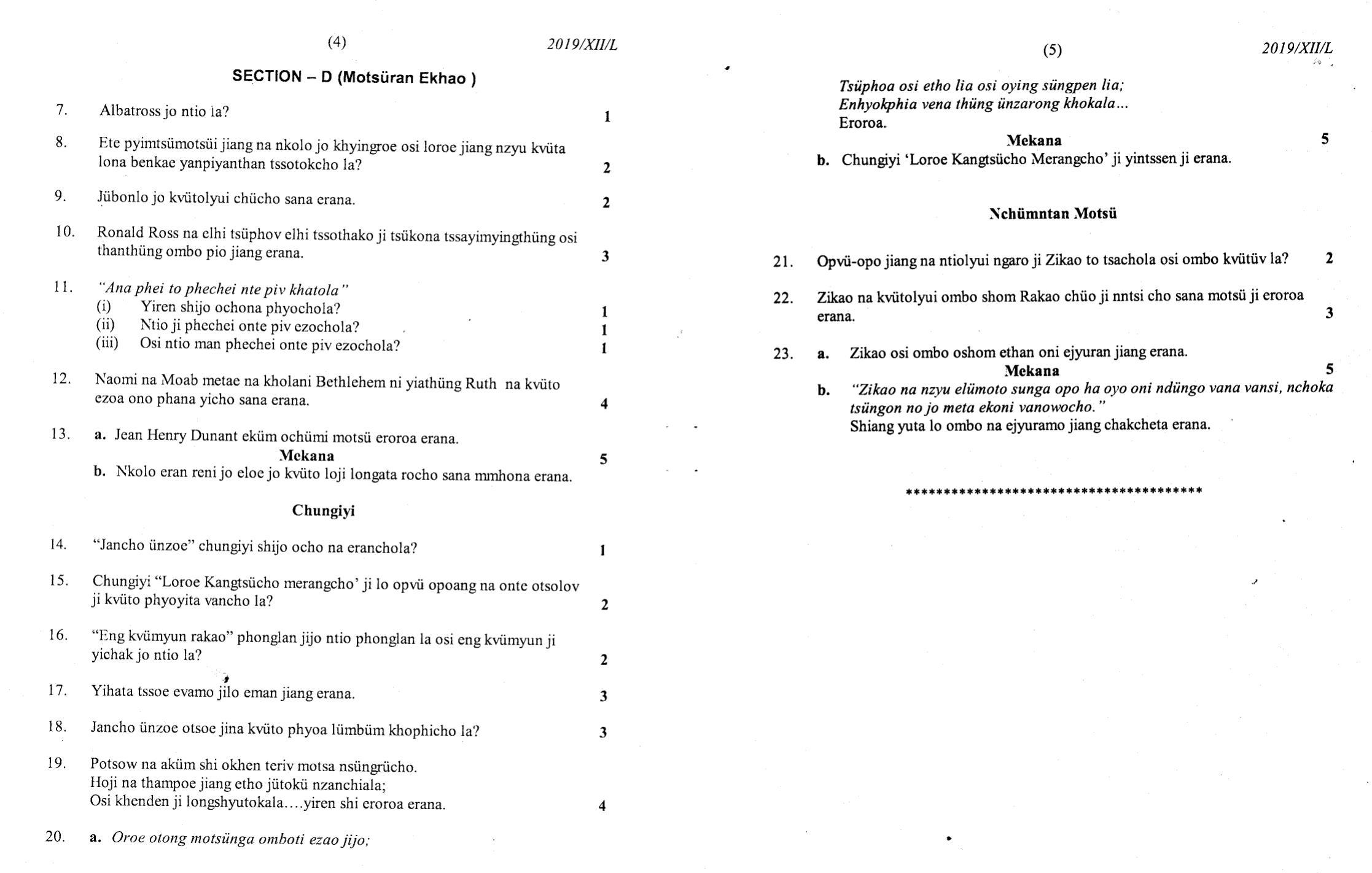 Nagaland Board Class 12 Lotha 2019 Question Papers - Page 3