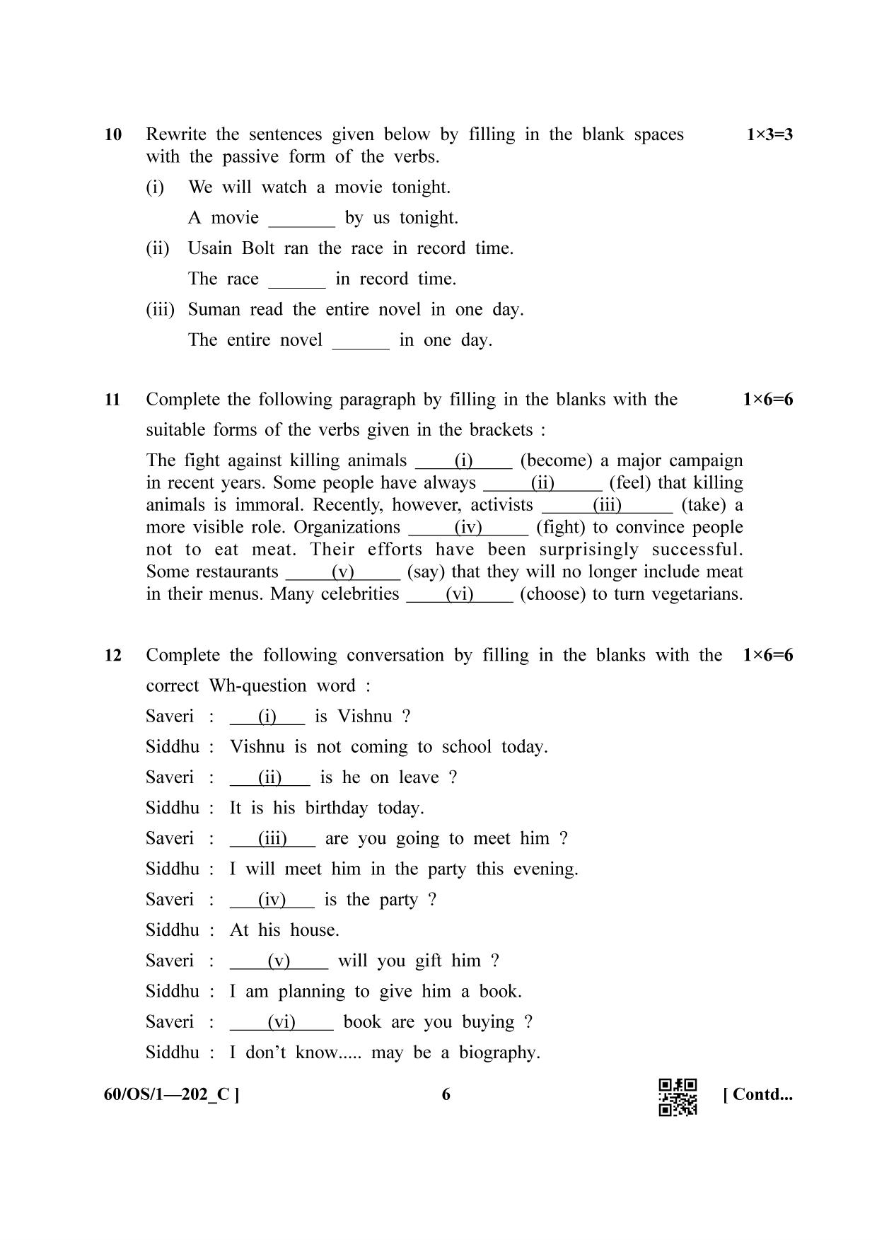 NIOS Jan-Feb 2021 Class 10 English (OS) SET C Question Paper - Page 6