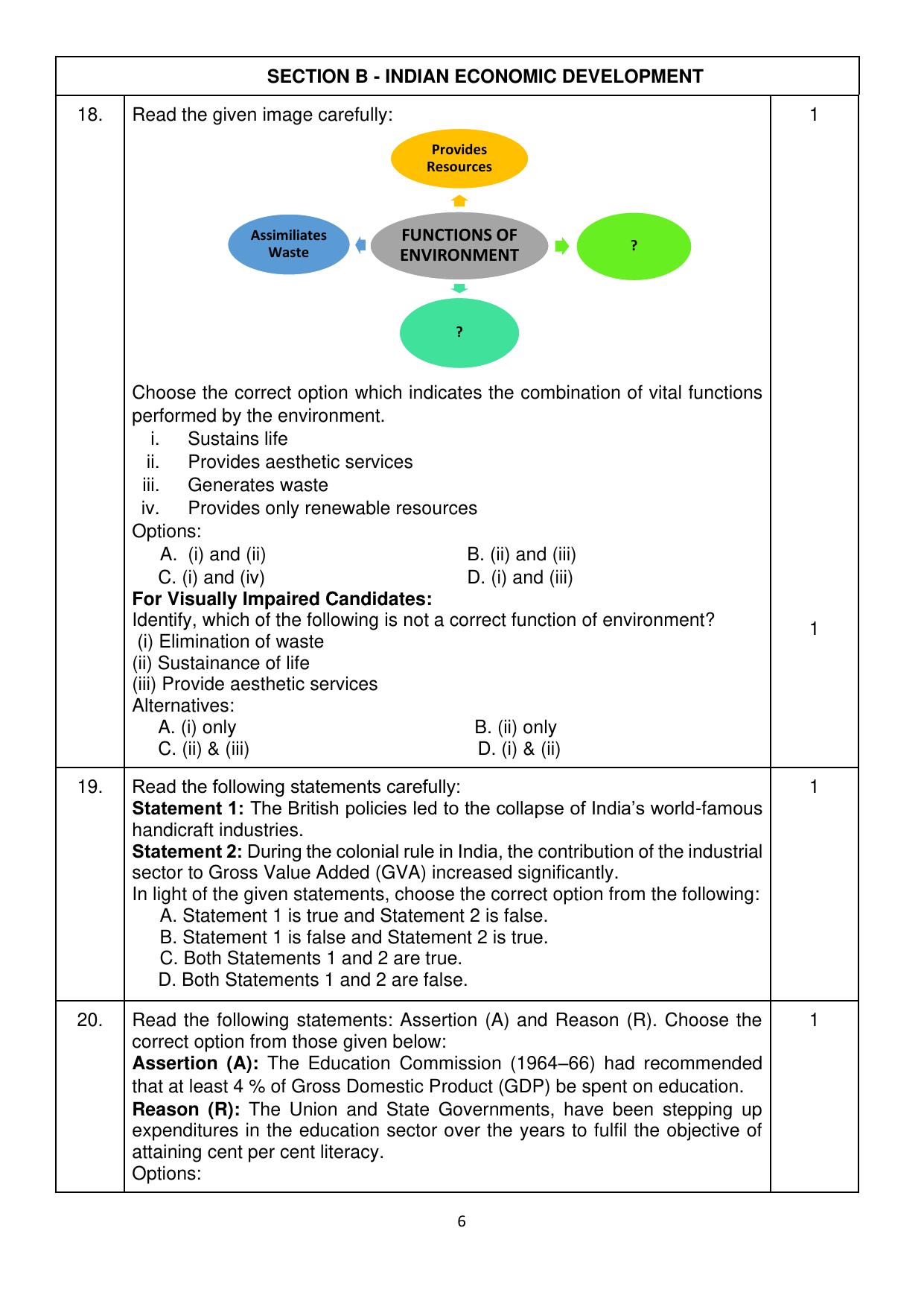 CBSE Class 12 Economics Sample Question Paper 2024-25 - Page 6