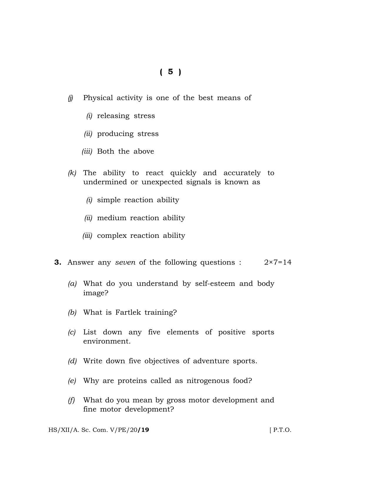 Meghalaya Board (MBOSE) Class 12 PHYSICAL EDUCATION 2020 Question Paper - Page 5