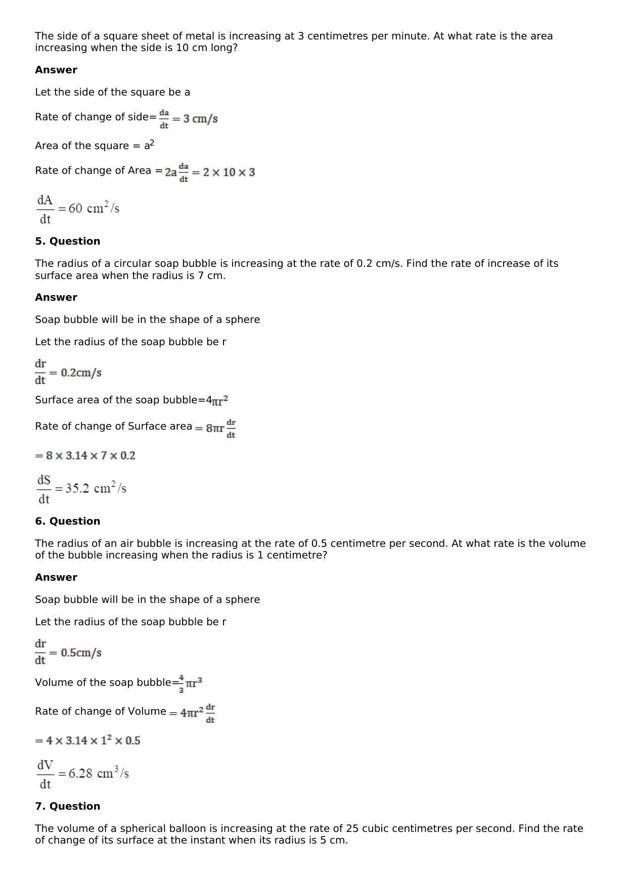 Chapter 11: Applications of Derivatives Solutions: RS Aggarwal Class 12 Solutions  - Page 2