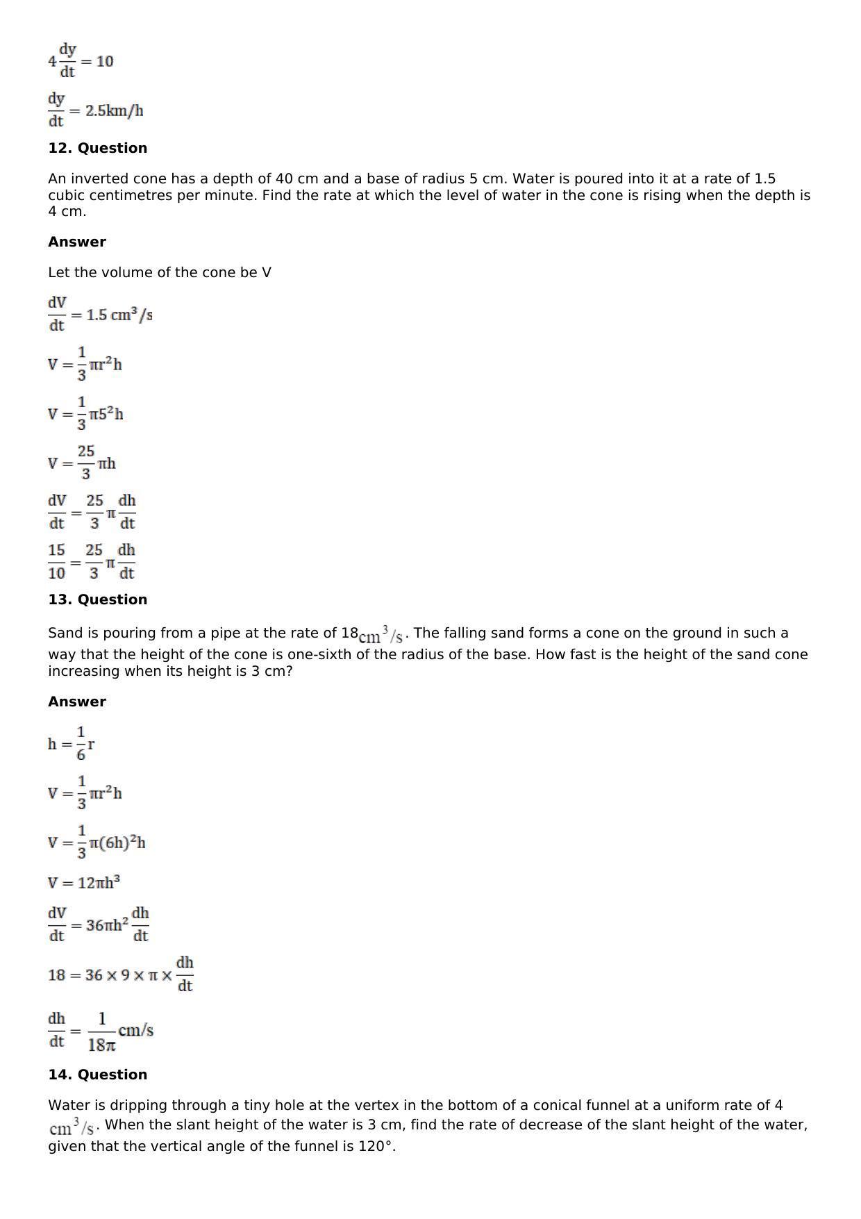 Chapter 11: Applications of Derivatives Solutions: RS Aggarwal Class 12 Solutions  - Page 5