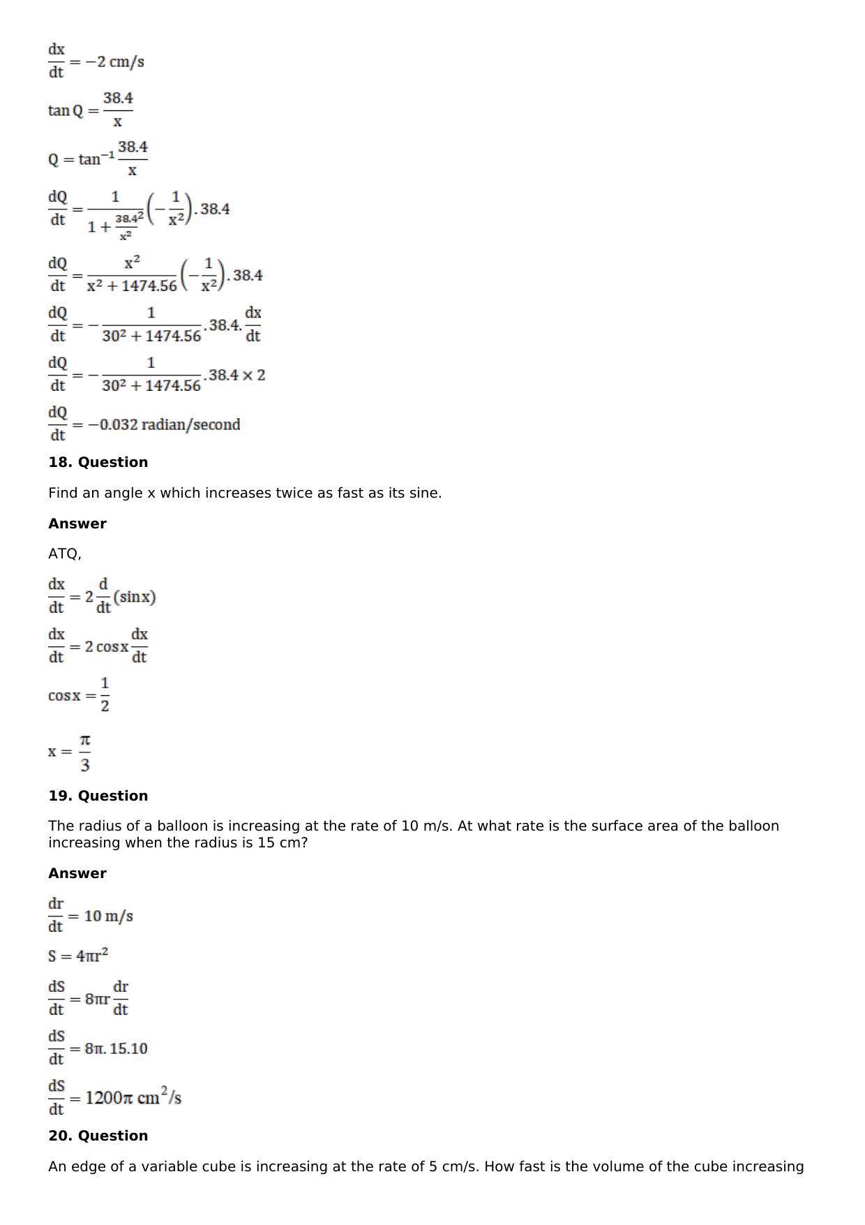 Chapter 11: Applications of Derivatives Solutions: RS Aggarwal Class 12 Solutions  - Page 8