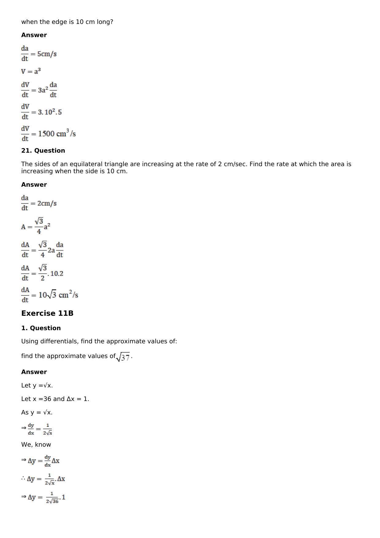 Chapter 11: Applications of Derivatives Solutions: RS Aggarwal Class 12 Solutions  - Page 9