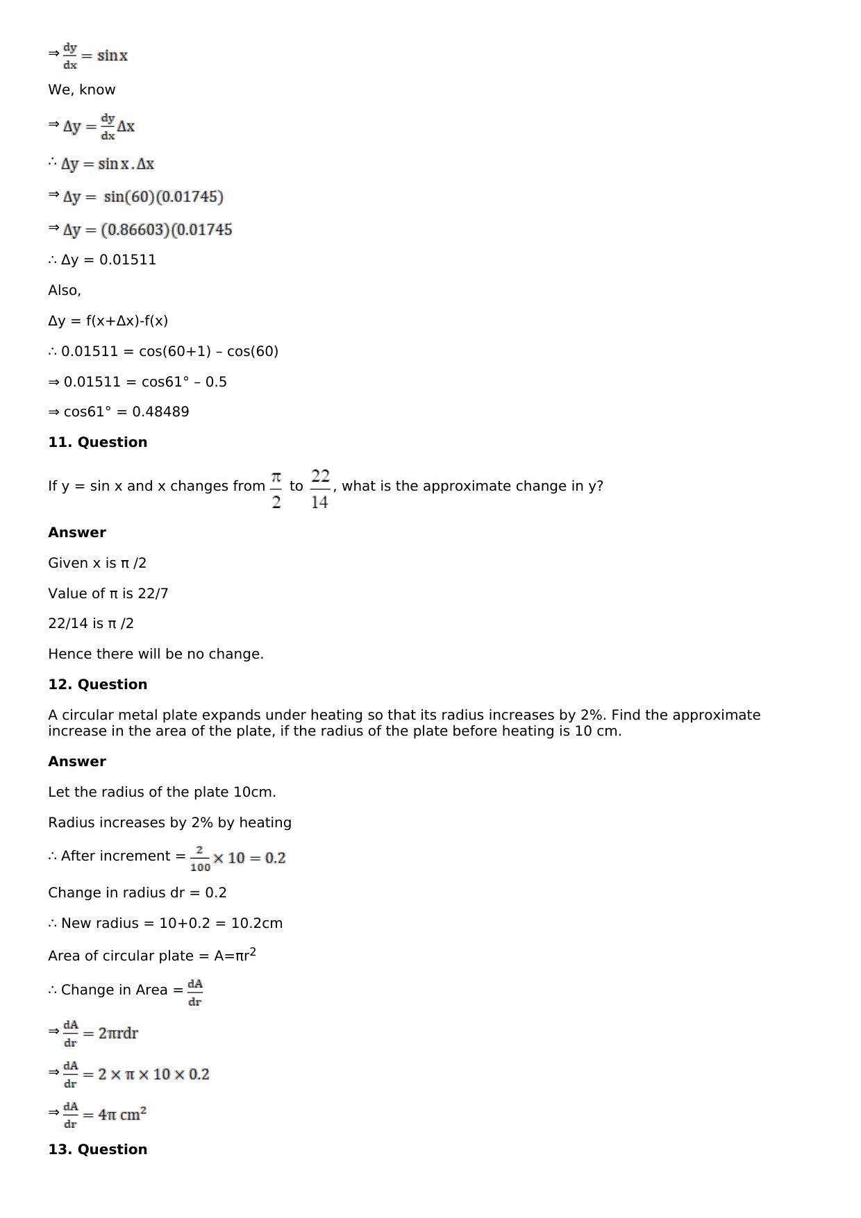 Chapter 11: Applications of Derivatives Solutions: RS Aggarwal Class 12 Solutions  - Page 15
