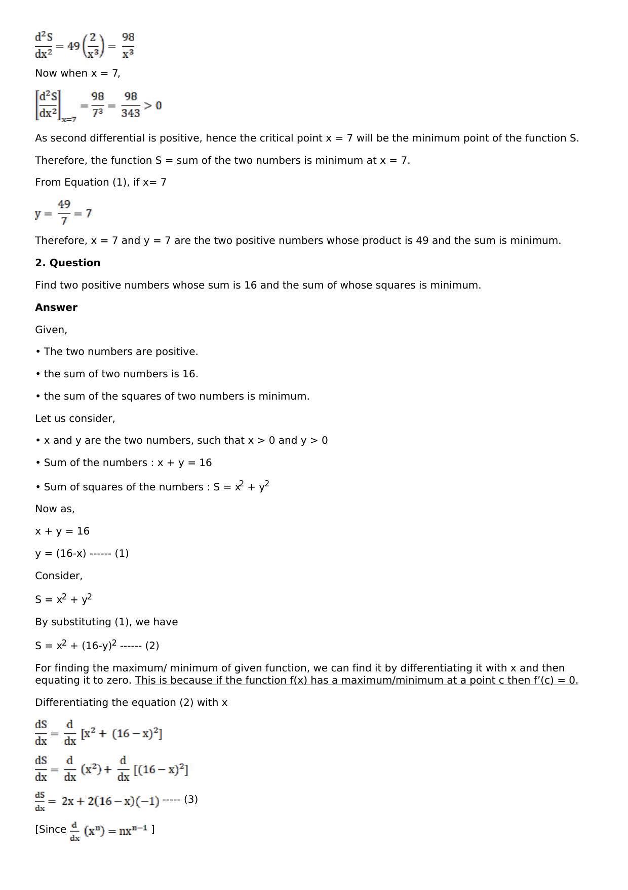Chapter 11: Applications of Derivatives Solutions: RS Aggarwal Class 12 Solutions  - Page 54