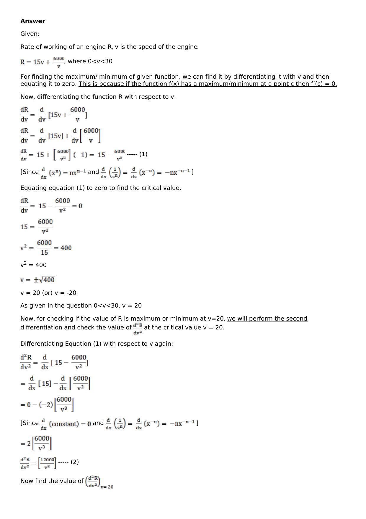 Chapter 11: Applications of Derivatives Solutions: RS Aggarwal Class 12 Solutions  - Page 62