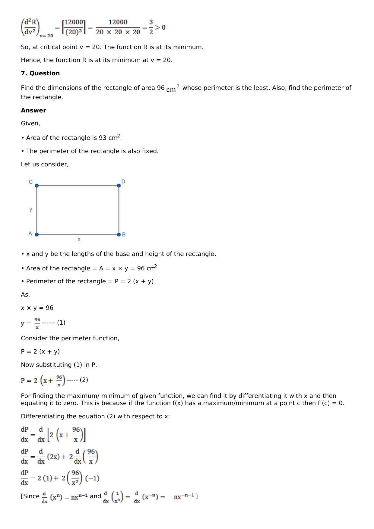 Chapter 11: Applications of Derivatives Solutions: RS Aggarwal Class 12 Solutions  - Page 63