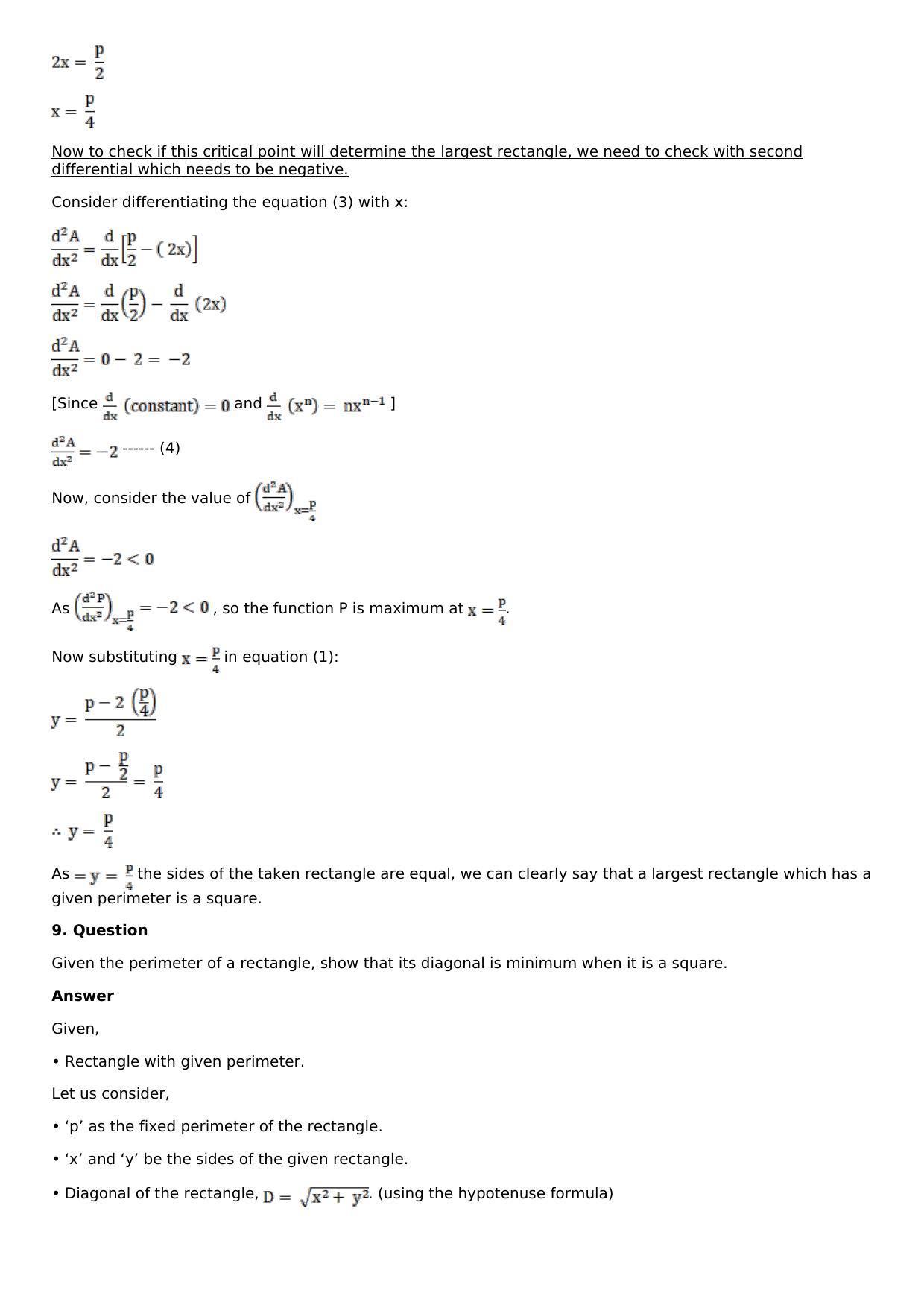 Chapter 11: Applications of Derivatives Solutions: RS Aggarwal Class 12 Solutions  - Page 66