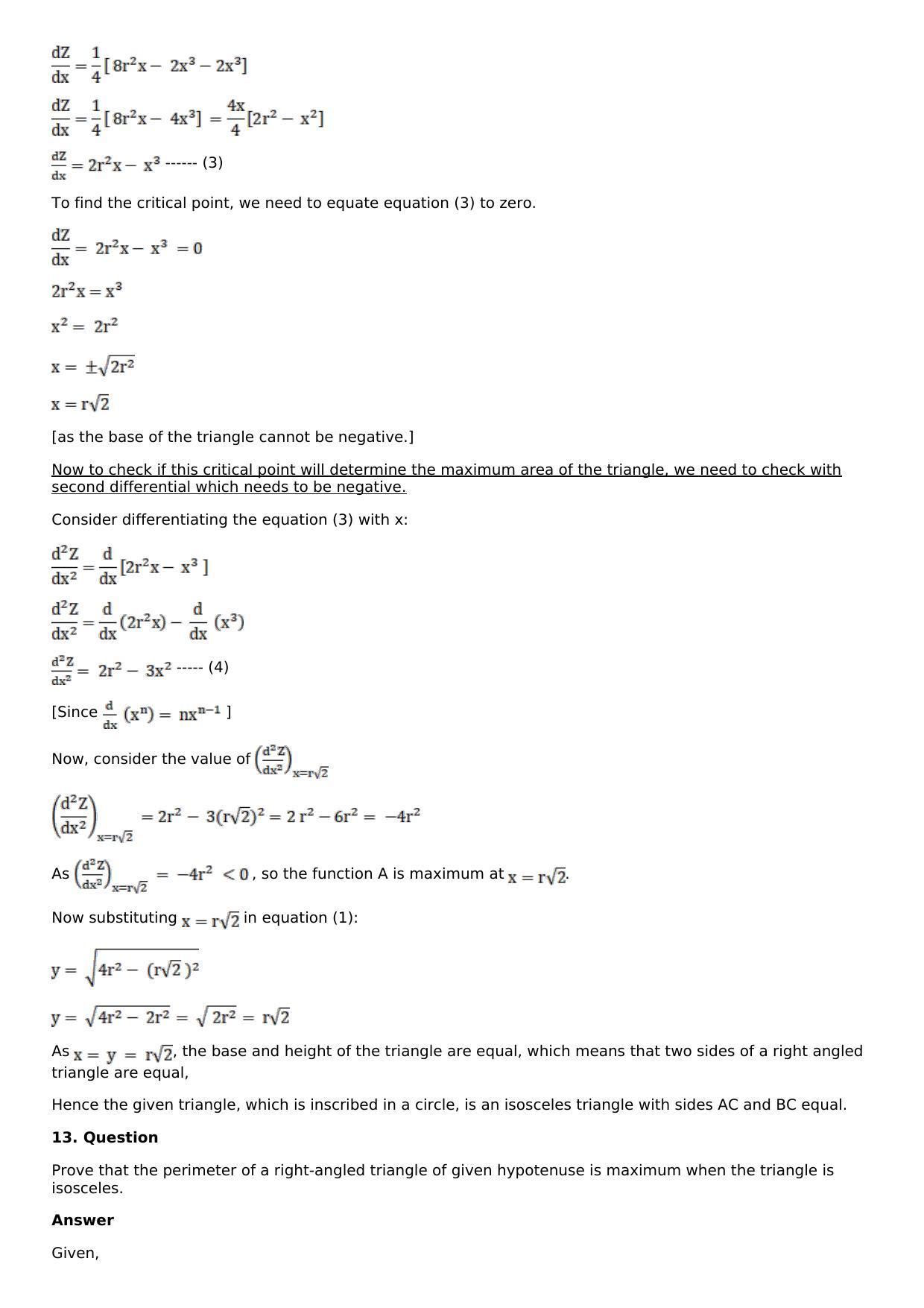 Chapter 11: Applications of Derivatives Solutions: RS Aggarwal Class 12 Solutions  - Page 74