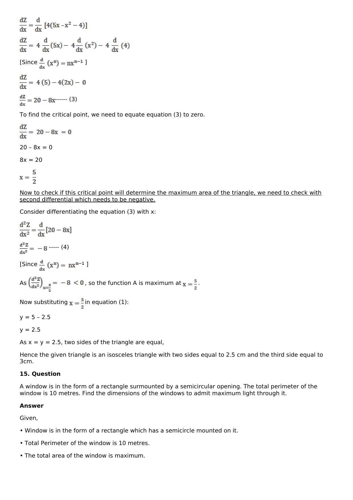 Chapter 11: Applications of Derivatives Solutions: RS Aggarwal Class 12 Solutions  - Page 78