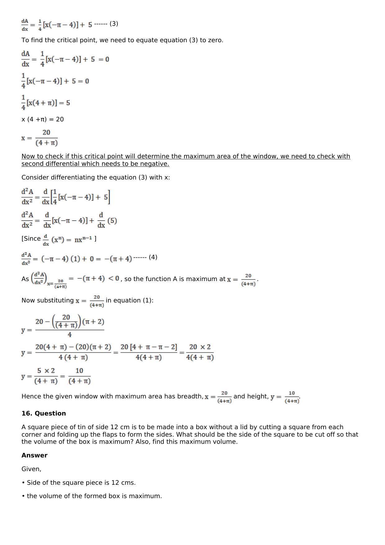 Chapter 11: Applications of Derivatives Solutions: RS Aggarwal Class 12 Solutions  - Page 80