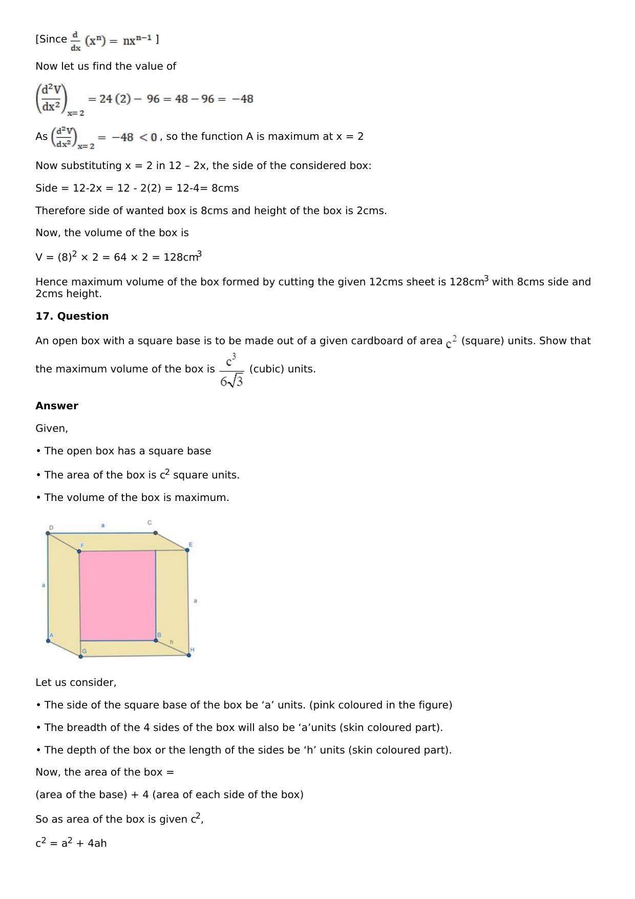 Chapter 11: Applications of Derivatives Solutions: RS Aggarwal Class 12 Solutions  - Page 82