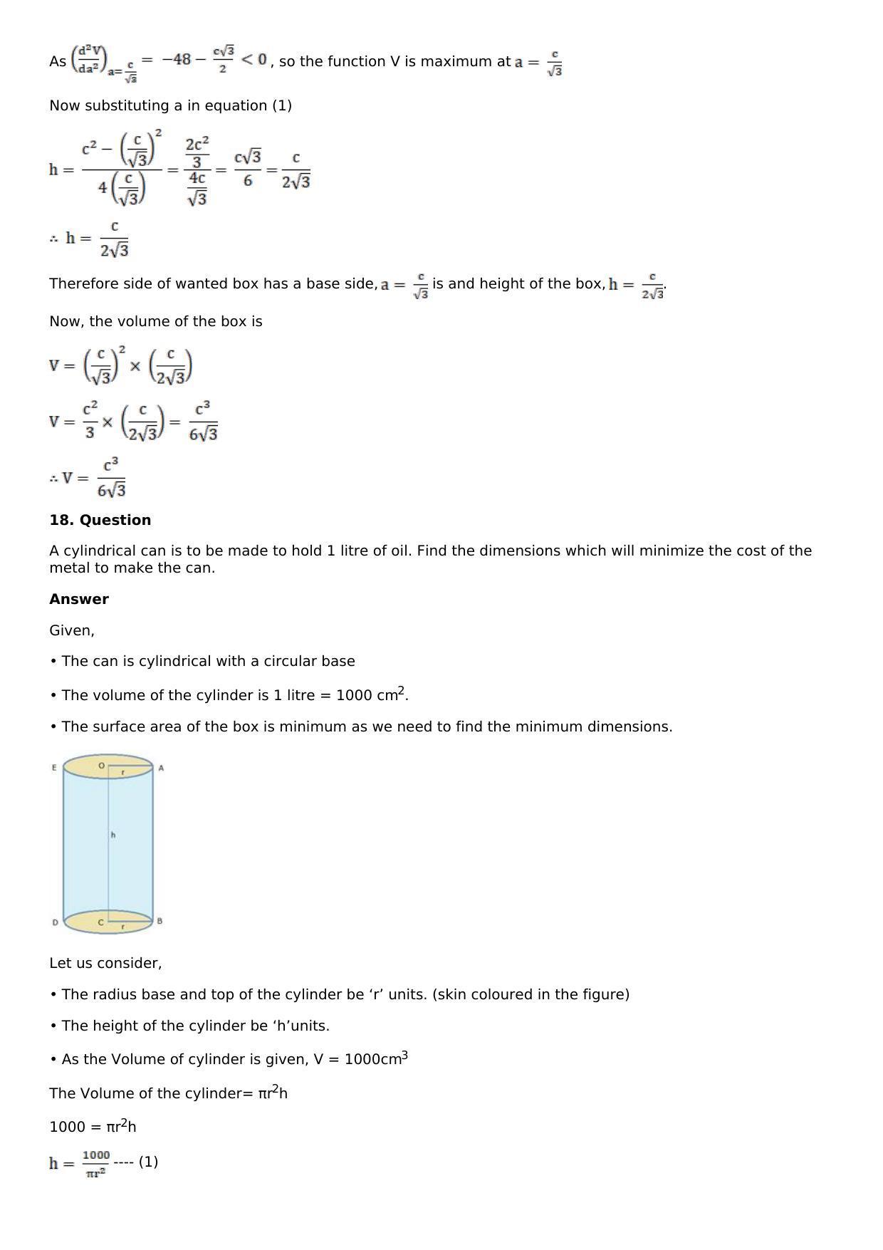 Chapter 11: Applications of Derivatives Solutions: RS Aggarwal Class 12 Solutions  - Page 84