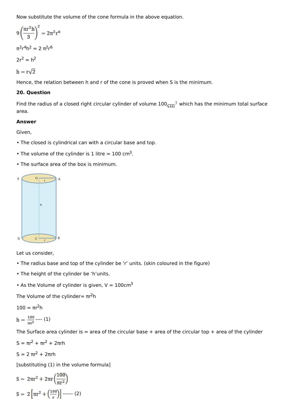 Chapter 11: Applications of Derivatives Solutions: RS Aggarwal Class 12 Solutions  - Page 88