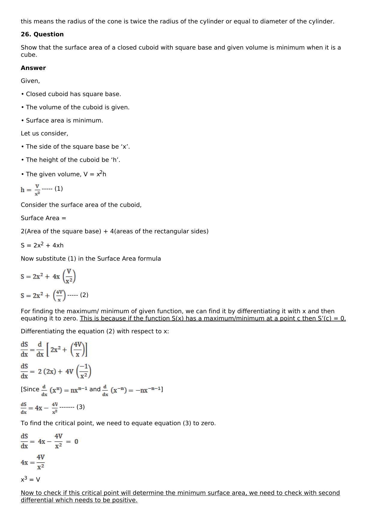 Chapter 11: Applications of Derivatives Solutions: RS Aggarwal Class 12 Solutions  - Page 97