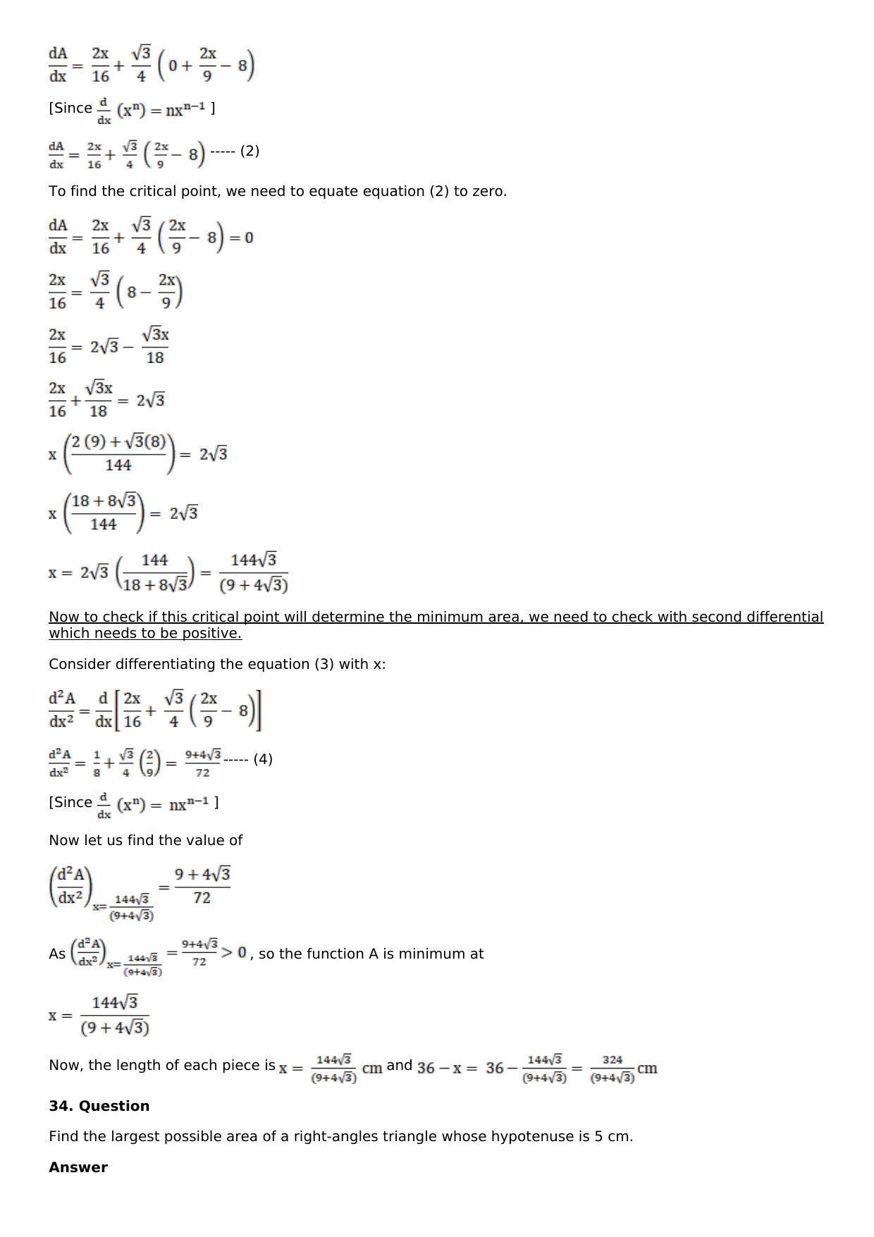 Chapter 11: Applications of Derivatives Solutions: RS Aggarwal Class 12 Solutions  - Page 108