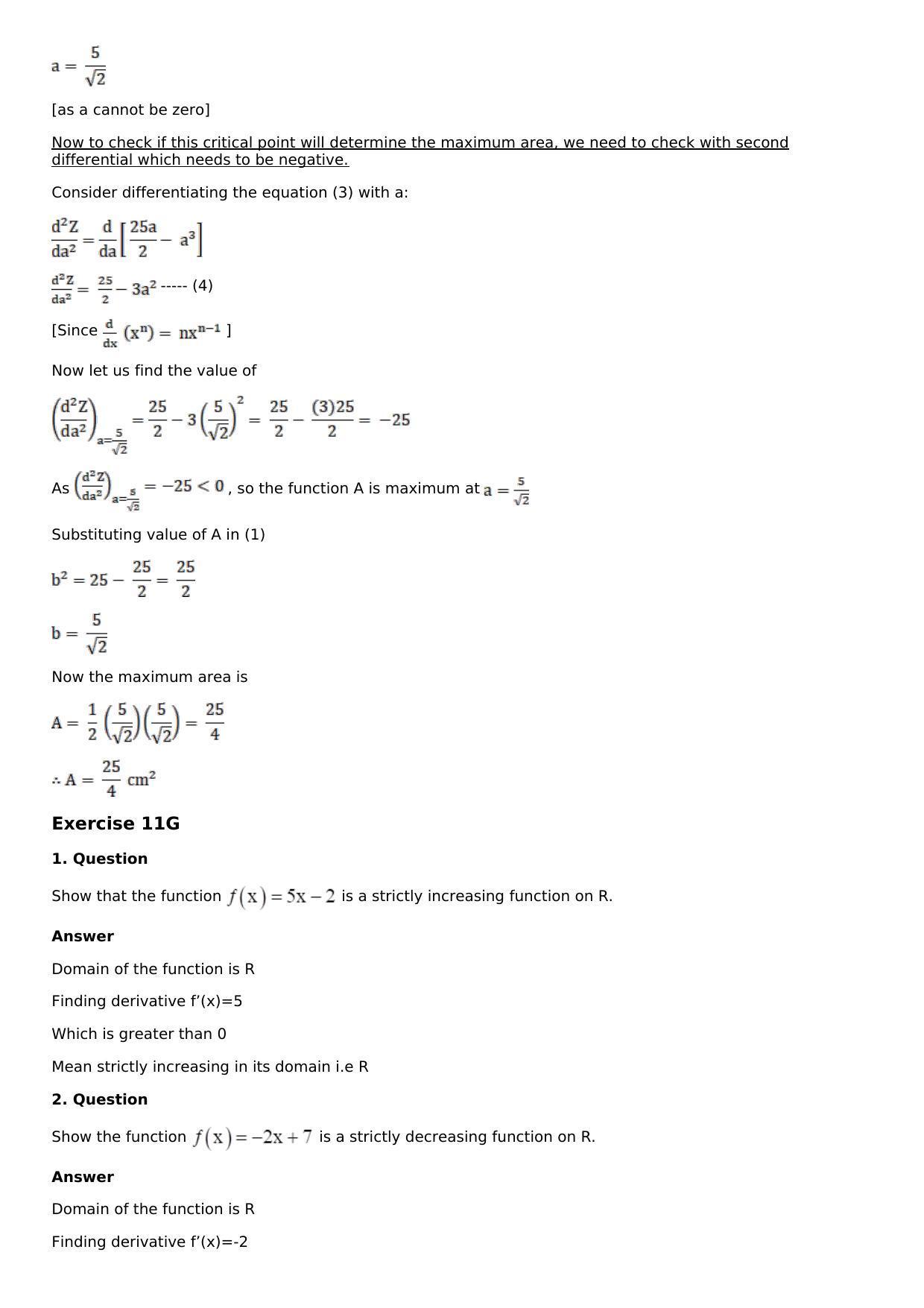 Chapter 11: Applications of Derivatives Solutions: RS Aggarwal Class 12 Solutions  - Page 110
