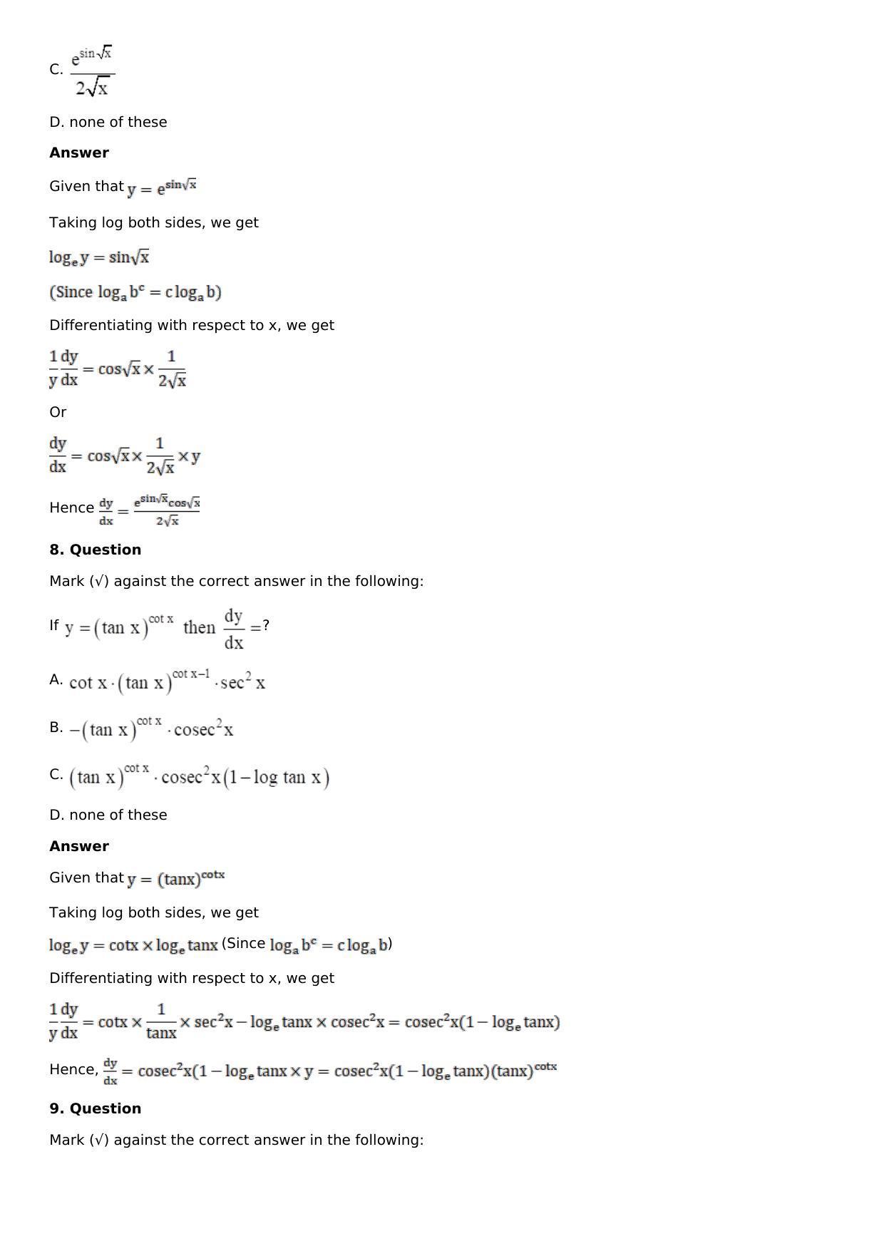Chapter 11: Applications of Derivatives Solutions: RS Aggarwal Class 12 Solutions  - Page 137