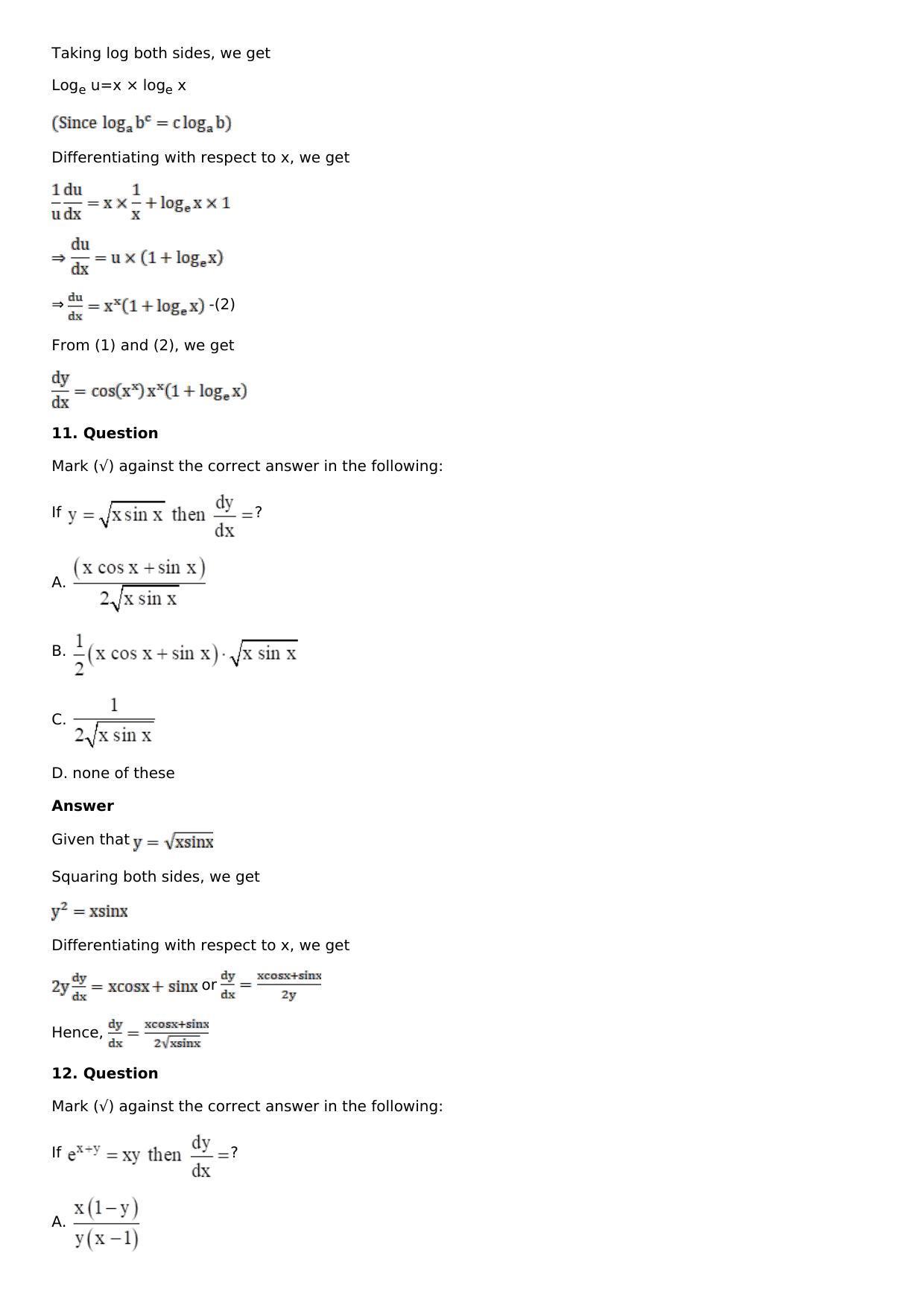 Chapter 11: Applications of Derivatives Solutions: RS Aggarwal Class 12 Solutions  - Page 139