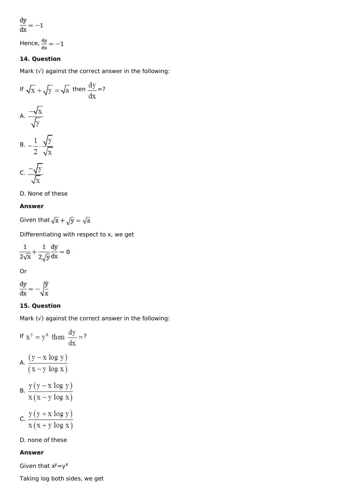 Chapter 11: Applications of Derivatives Solutions: RS Aggarwal Class 12 Solutions  - Page 141