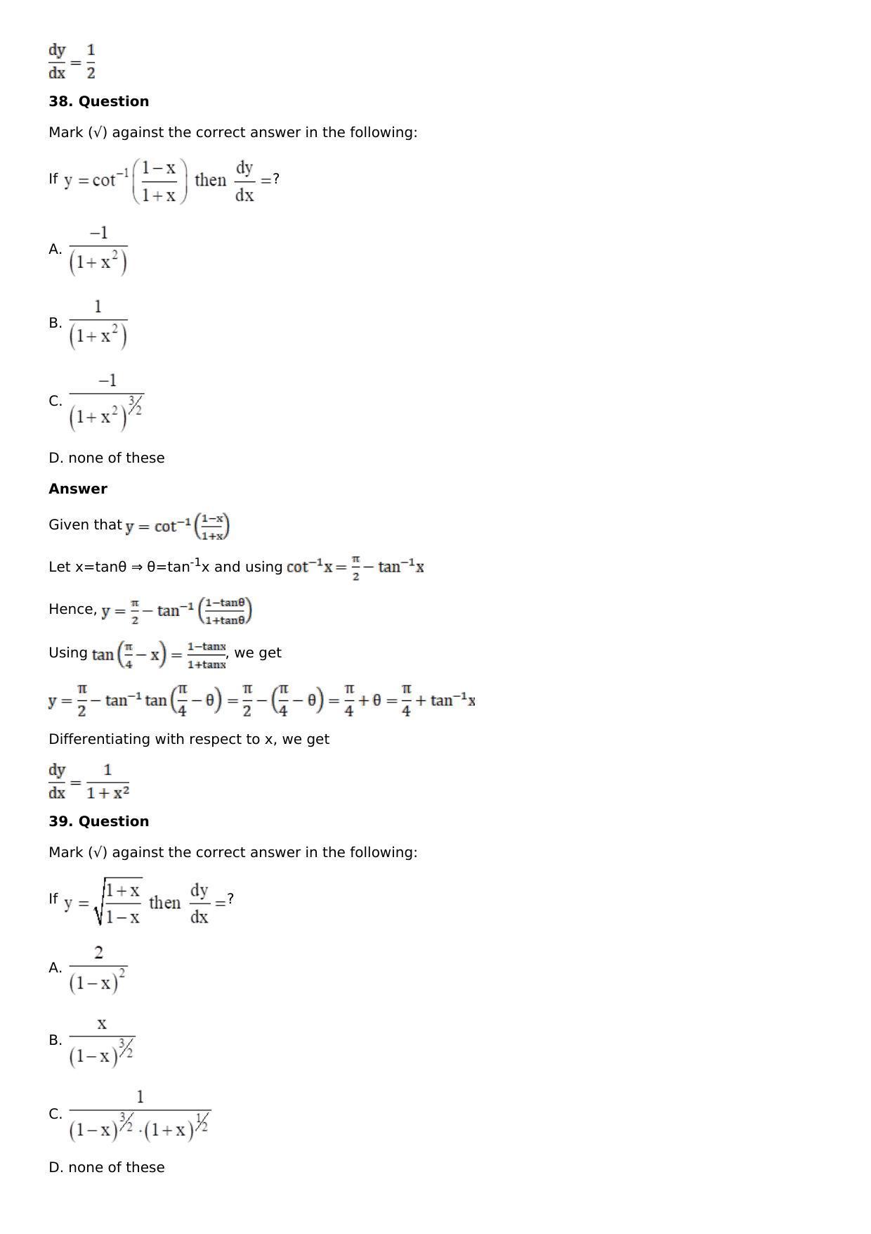 Chapter 11: Applications of Derivatives Solutions: RS Aggarwal Class 12 Solutions  - Page 156