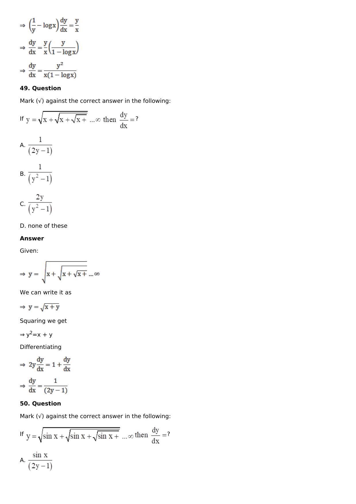Chapter 11: Applications of Derivatives Solutions: RS Aggarwal Class 12 Solutions  - Page 164