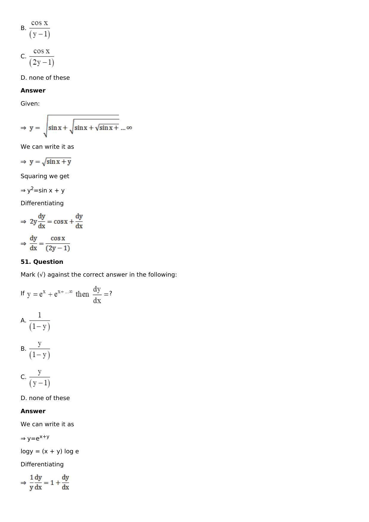 Chapter 11: Applications of Derivatives Solutions: RS Aggarwal Class 12 Solutions  - Page 165