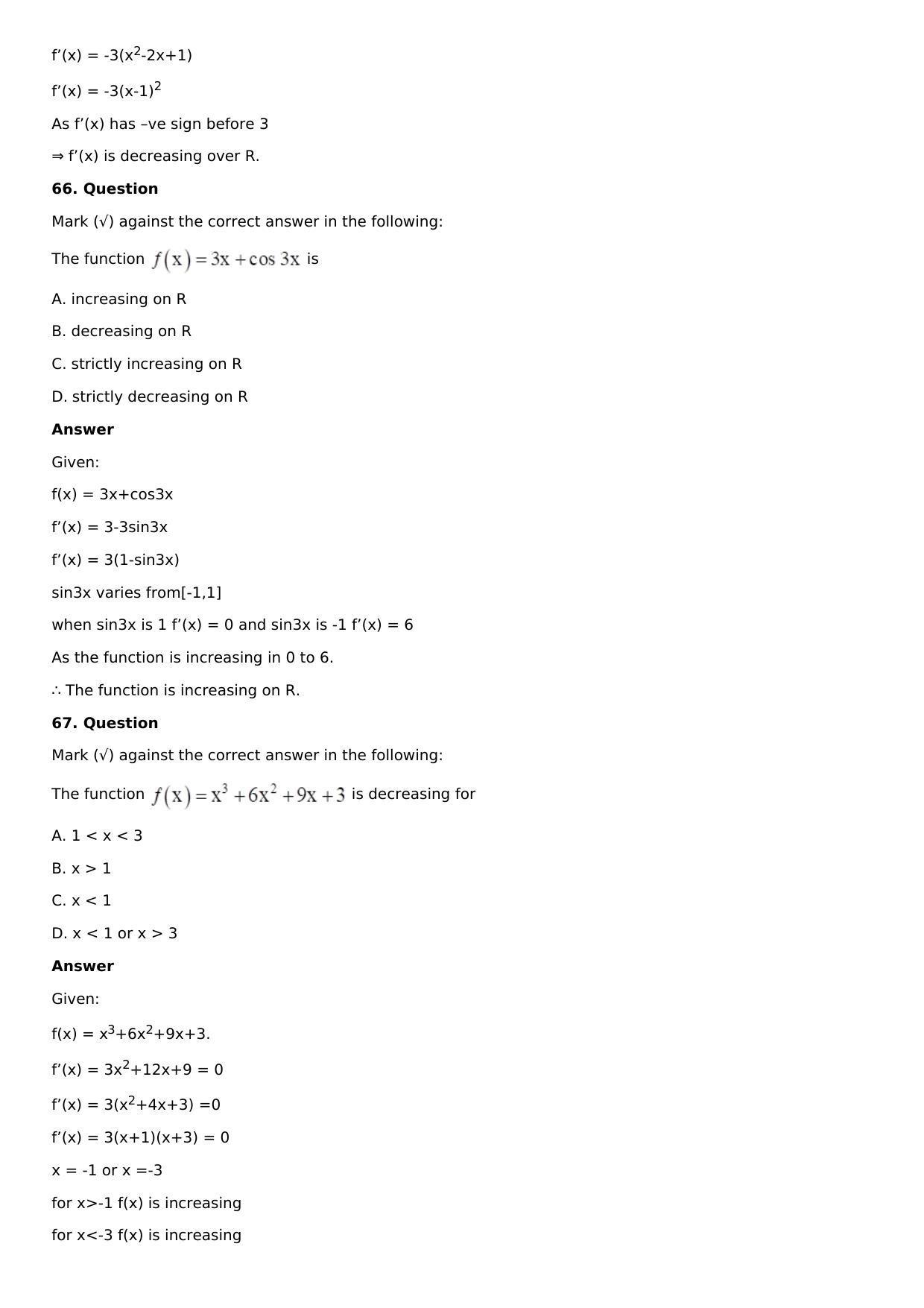 Chapter 11: Applications of Derivatives Solutions: RS Aggarwal Class 12 Solutions  - Page 174