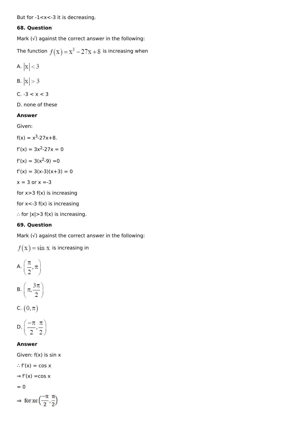 Chapter 11: Applications of Derivatives Solutions: RS Aggarwal Class 12 Solutions  - Page 175