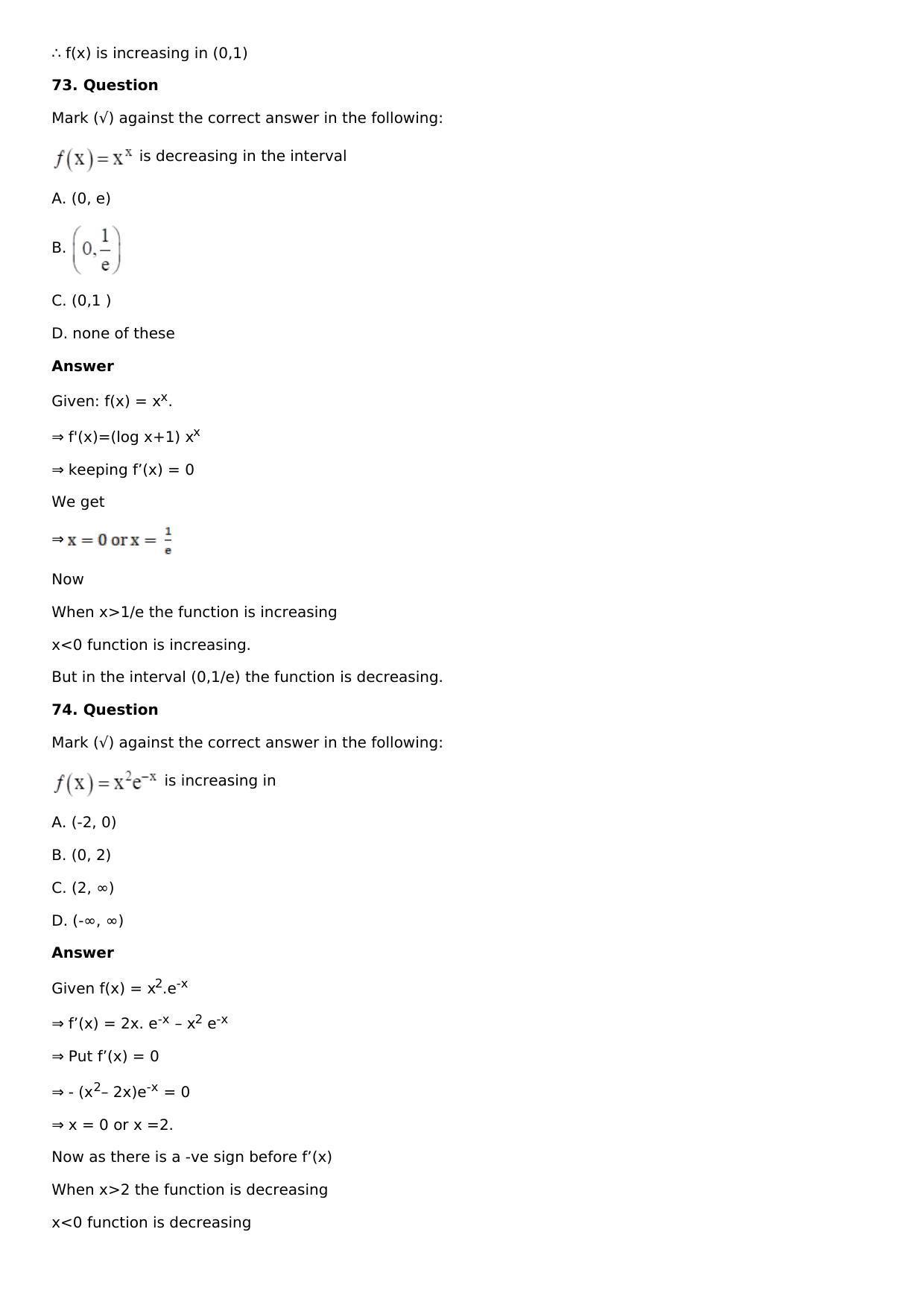 Chapter 11: Applications of Derivatives Solutions: RS Aggarwal Class 12 Solutions  - Page 178